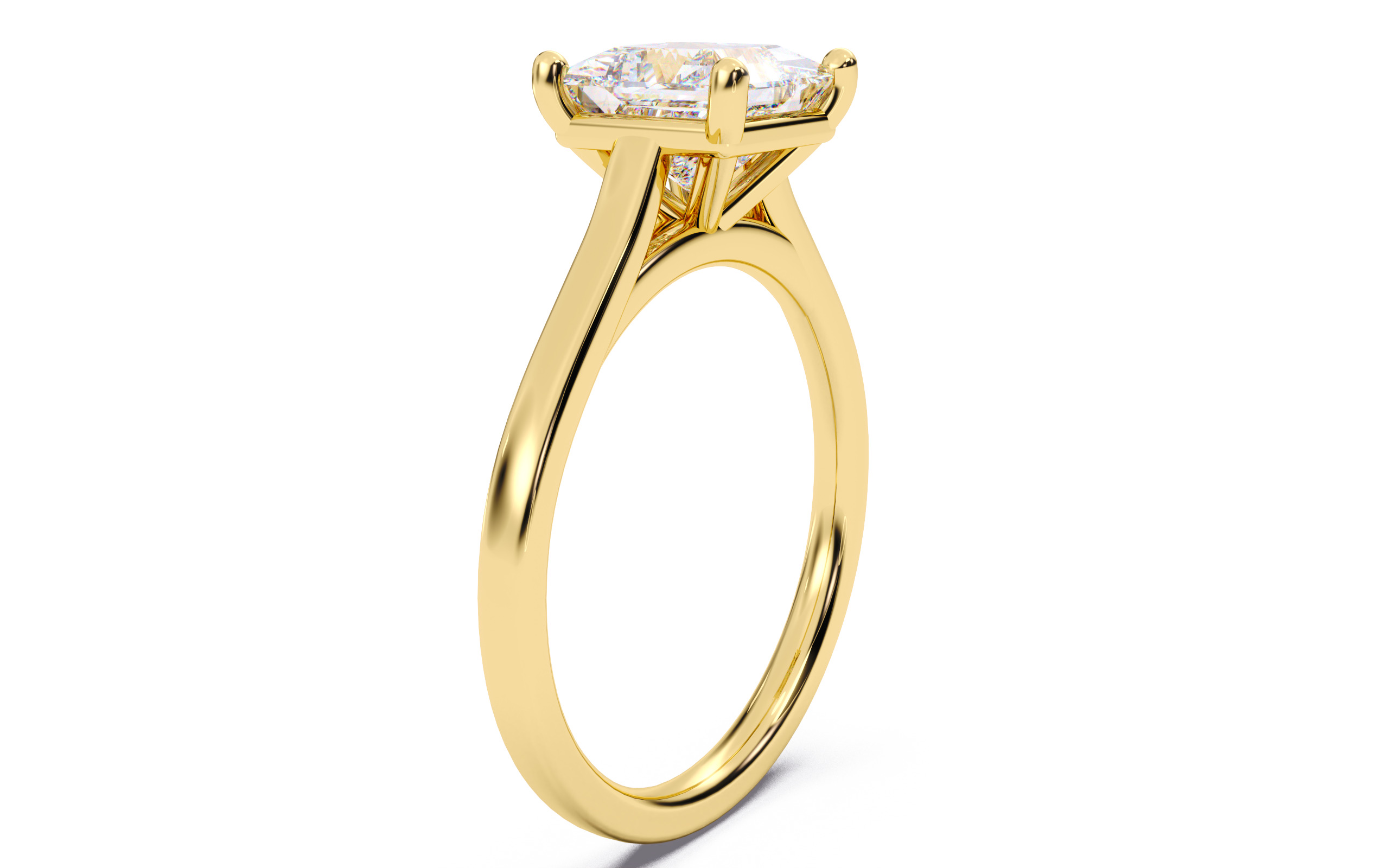 Princess Diamond Cathedral Setting Solitaire Diamond Ring 3D print model_17