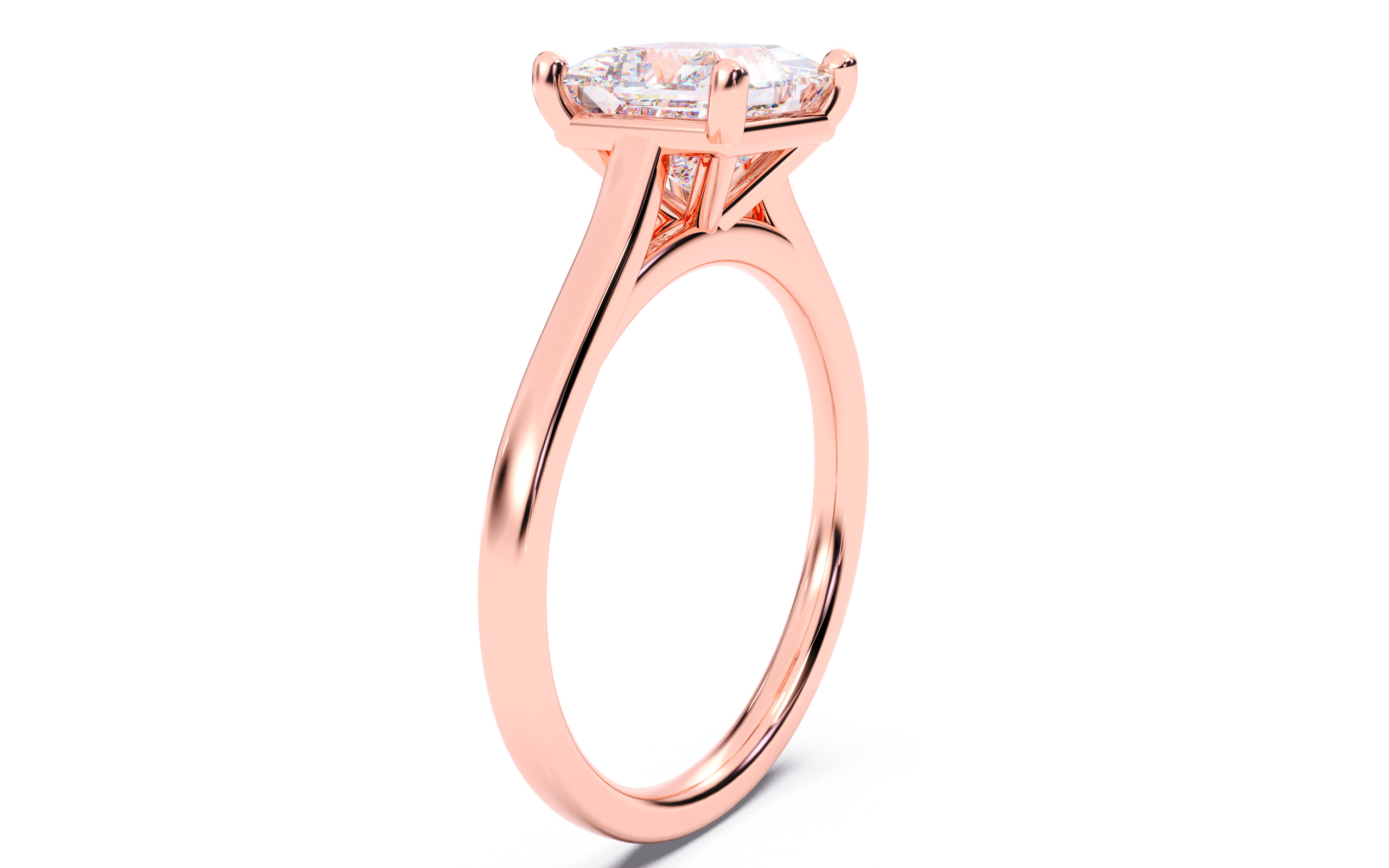 Princess Diamond Cathedral Setting Solitaire Diamond Ring 3D print model_19