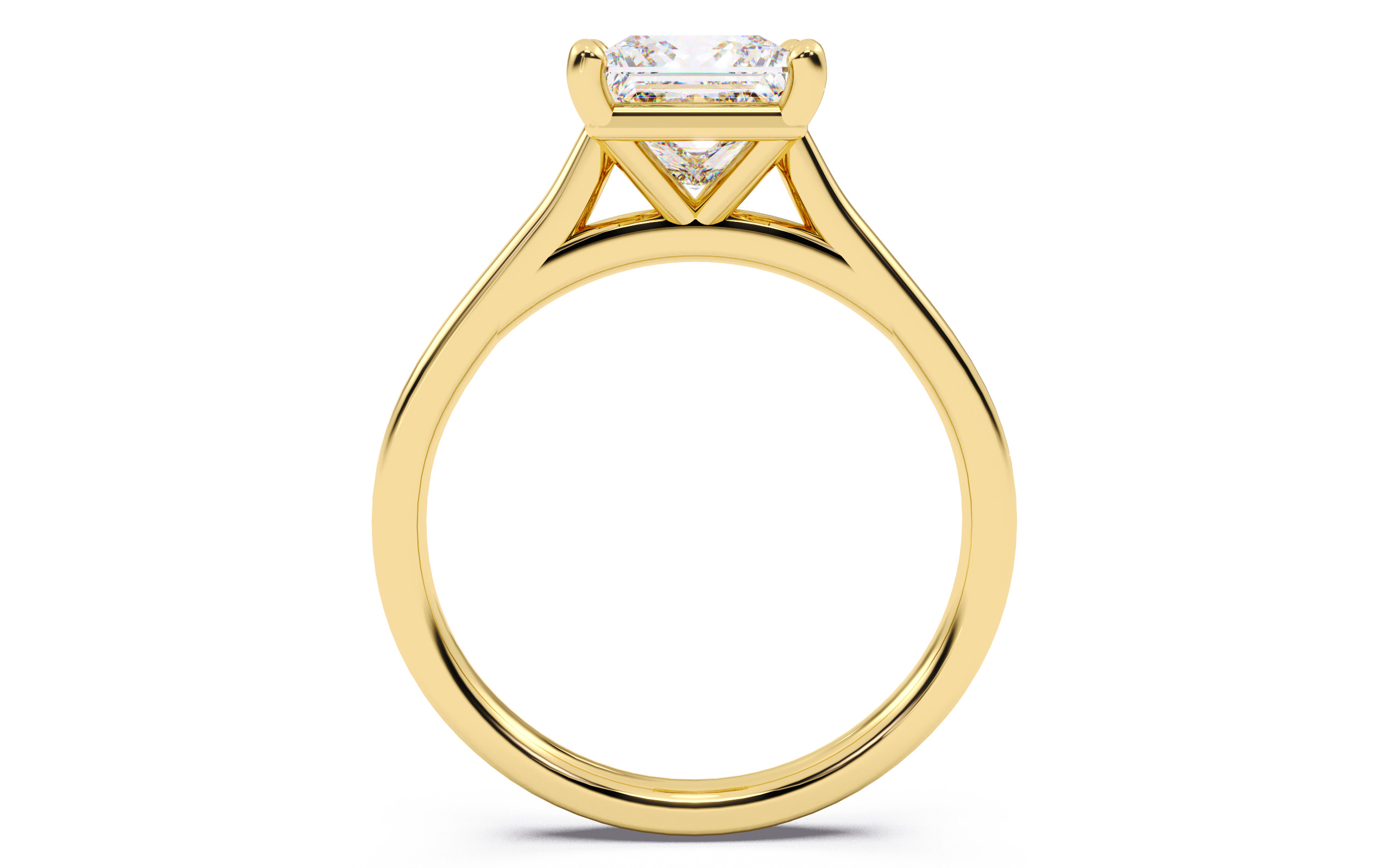 Princess Diamond Cathedral Setting Solitaire Diamond Ring 3D print model_23
