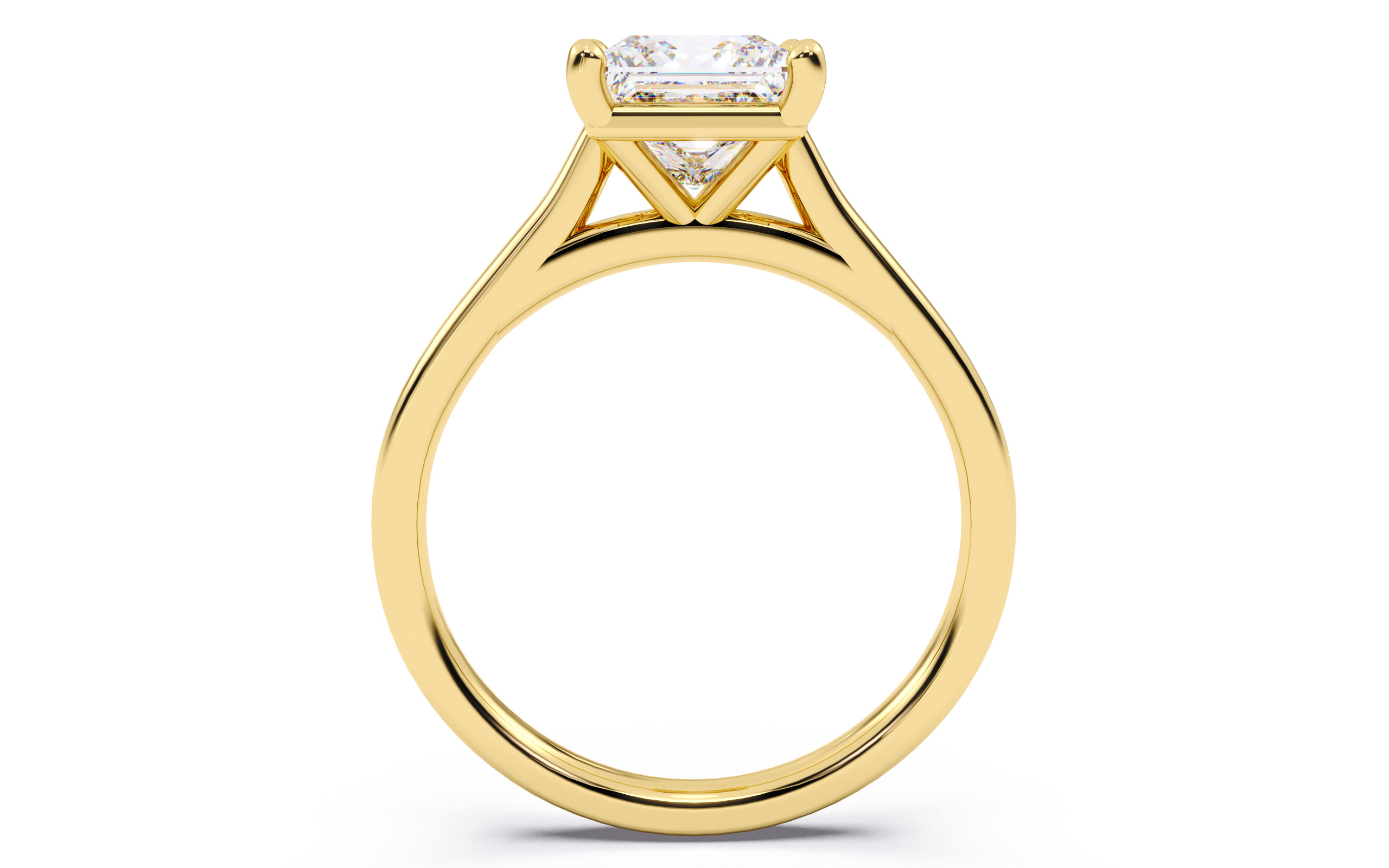 Princess Diamond Cathedral Setting Solitaire Diamond Ring 3D print model_22