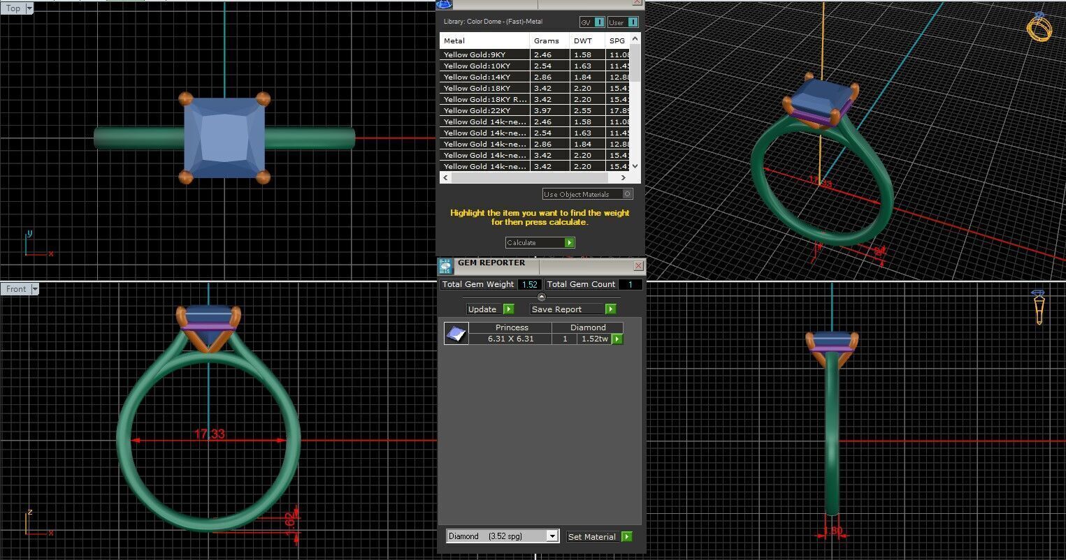 Princess Diamond Cathedral Setting Solitaire Diamond Ring 3D print model_25