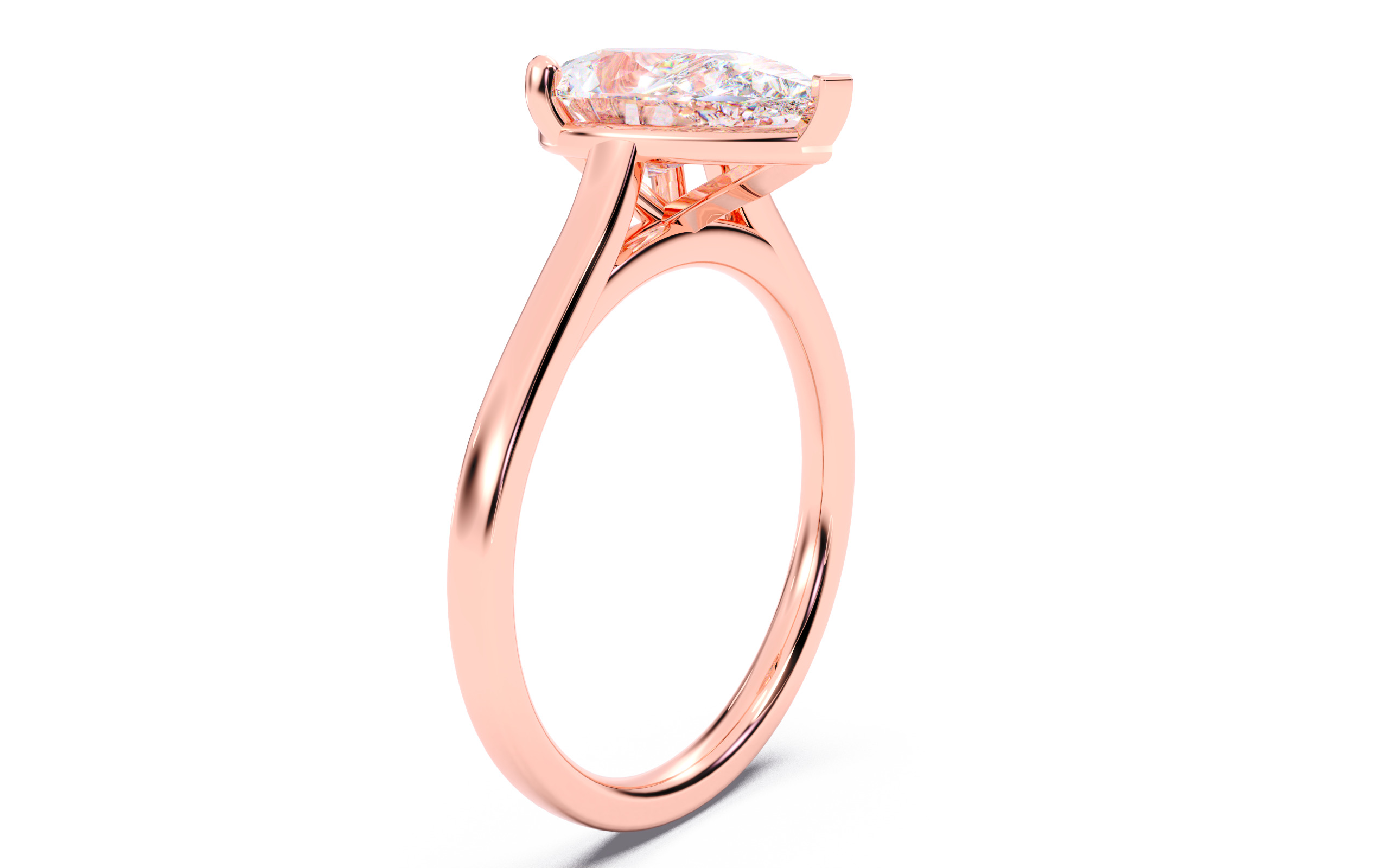 Pear Diamond Cathedral Setting Solitaire Diamond Ring 3D print model_19