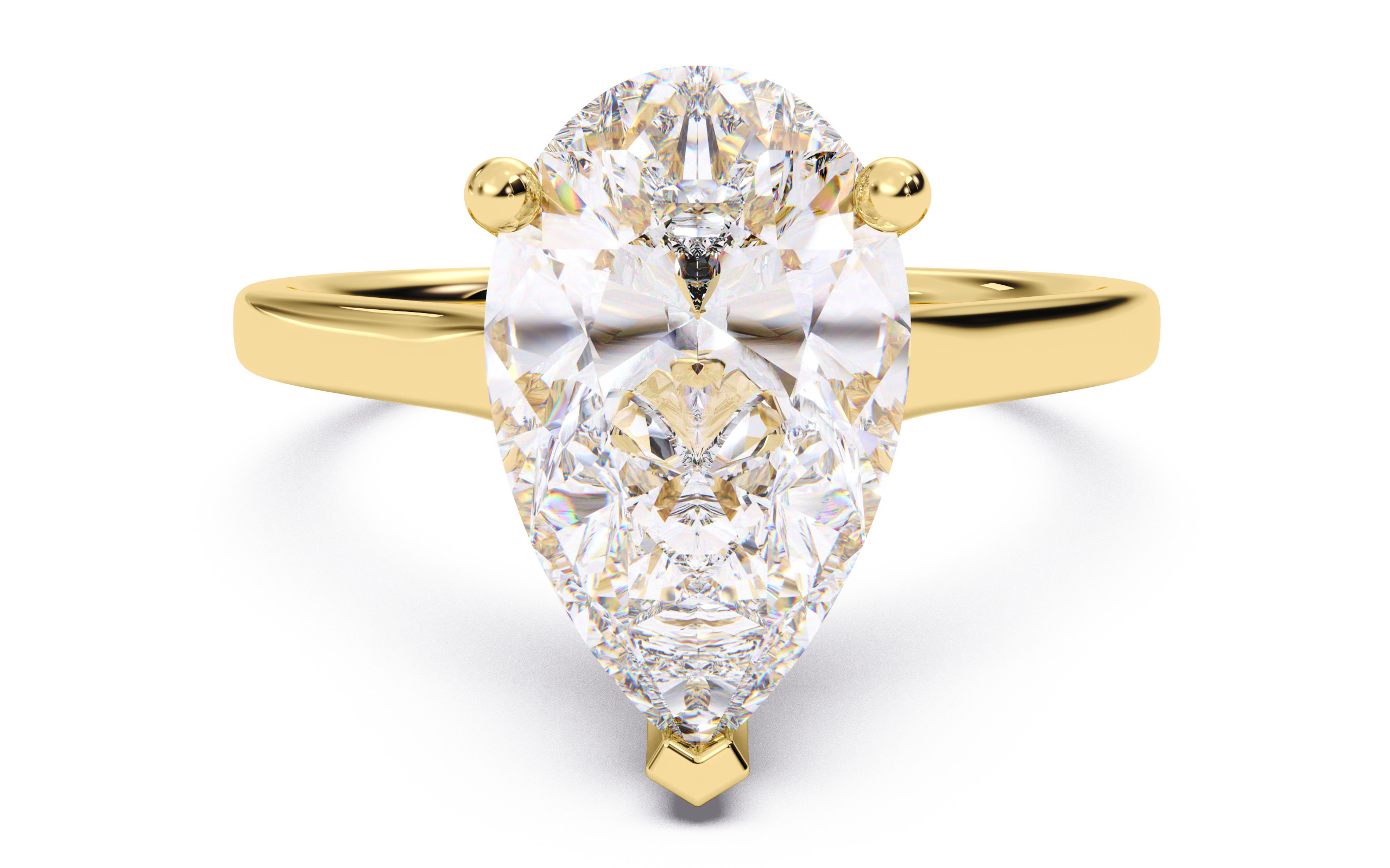 Pear Diamond Cathedral Setting Solitaire Diamond Ring 3D print model_20