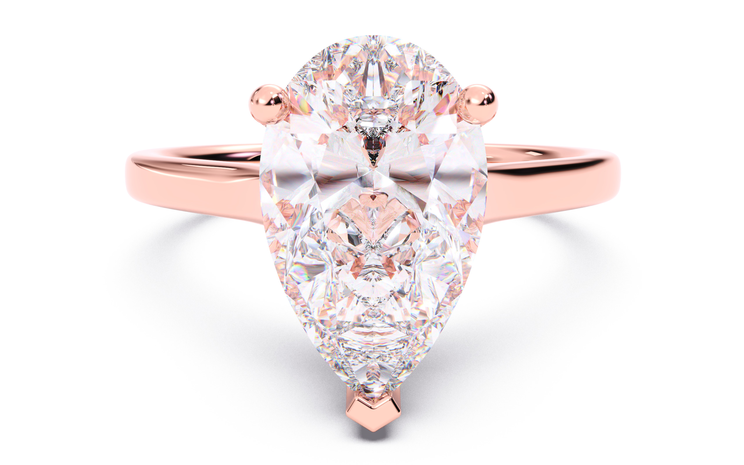 Pear Diamond Cathedral Setting Solitaire Diamond Ring 3D print model_6