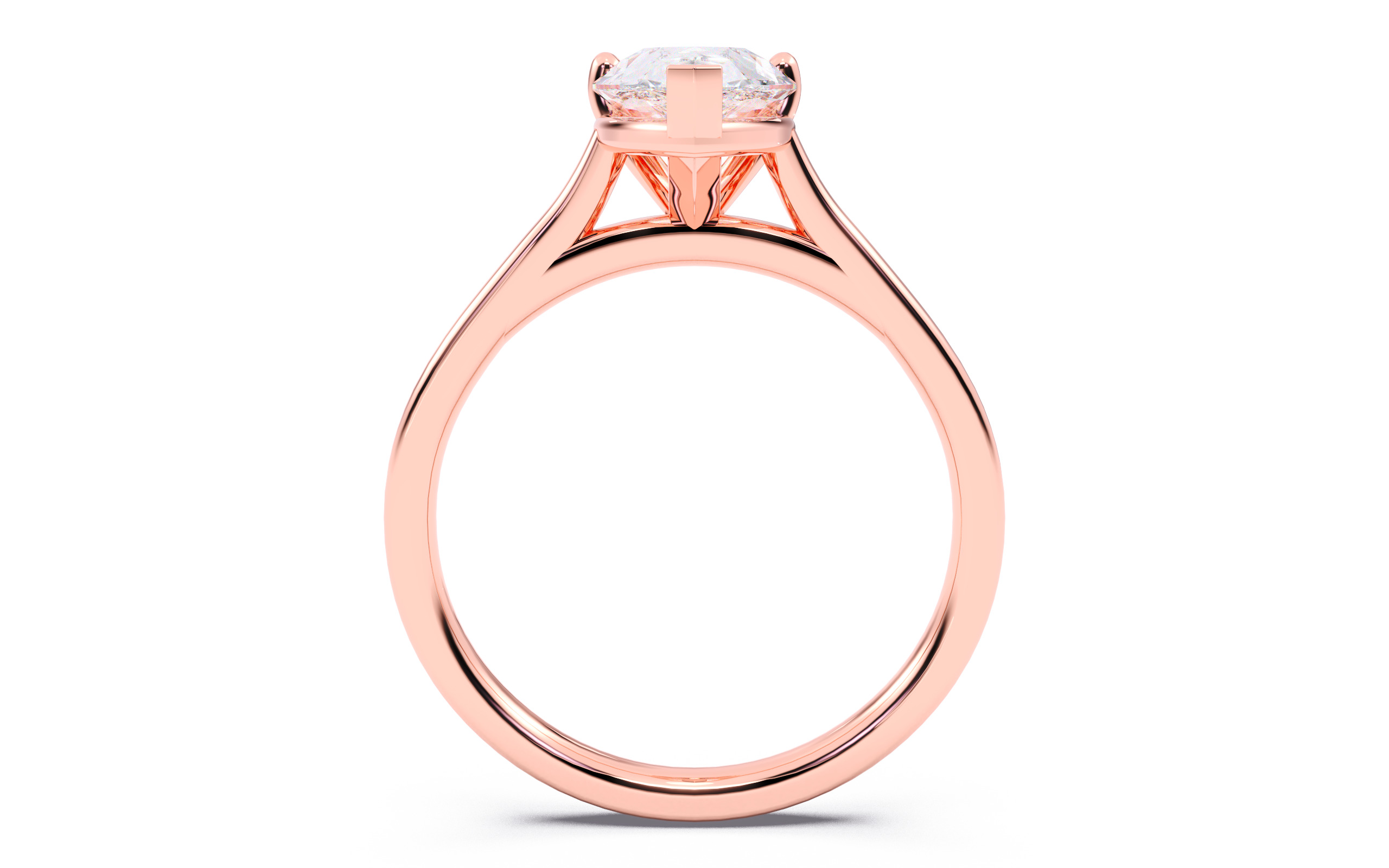 Pear Diamond Cathedral Setting Solitaire Diamond Ring 3D print model_7