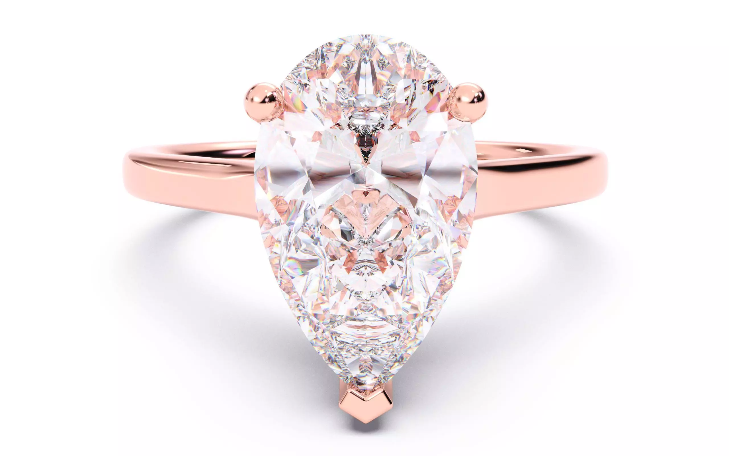 Pear Diamond Cathedral Setting Solitaire Diamond Ring 3D print model_0