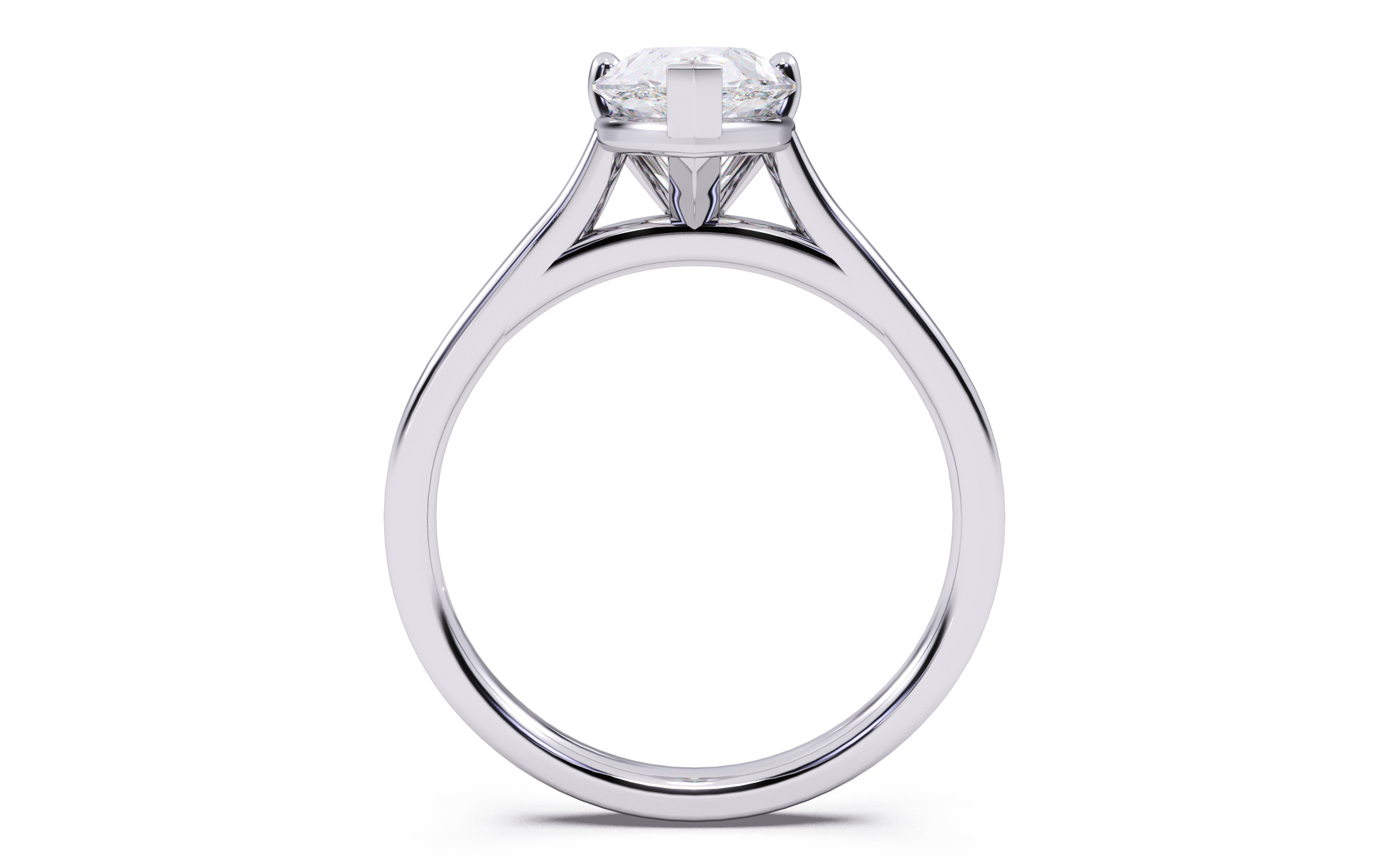 Pear Diamond Cathedral Setting Solitaire Diamond Ring 3D print model_23