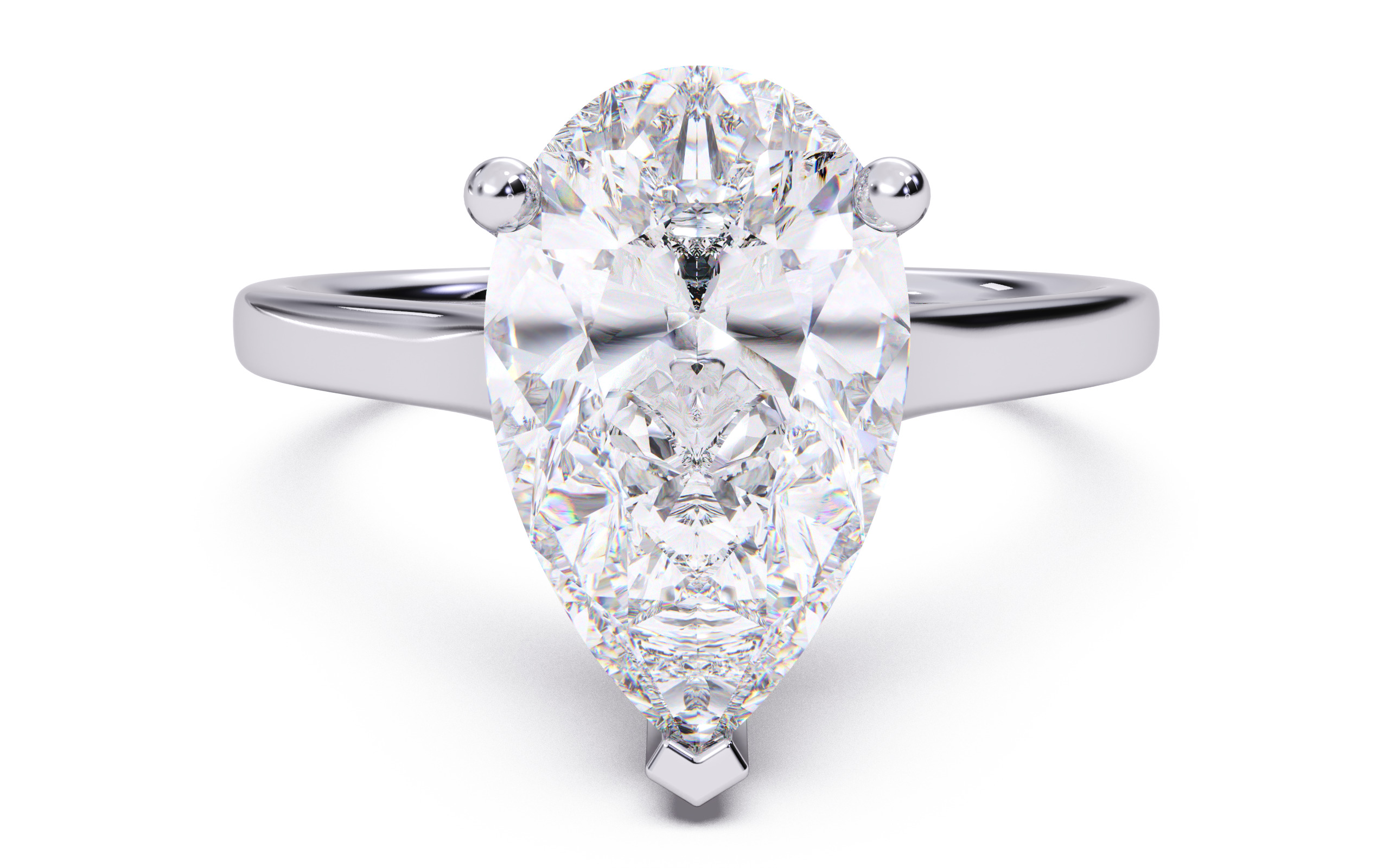 Pear Diamond Cathedral Setting Solitaire Diamond Ring 3D print model_21