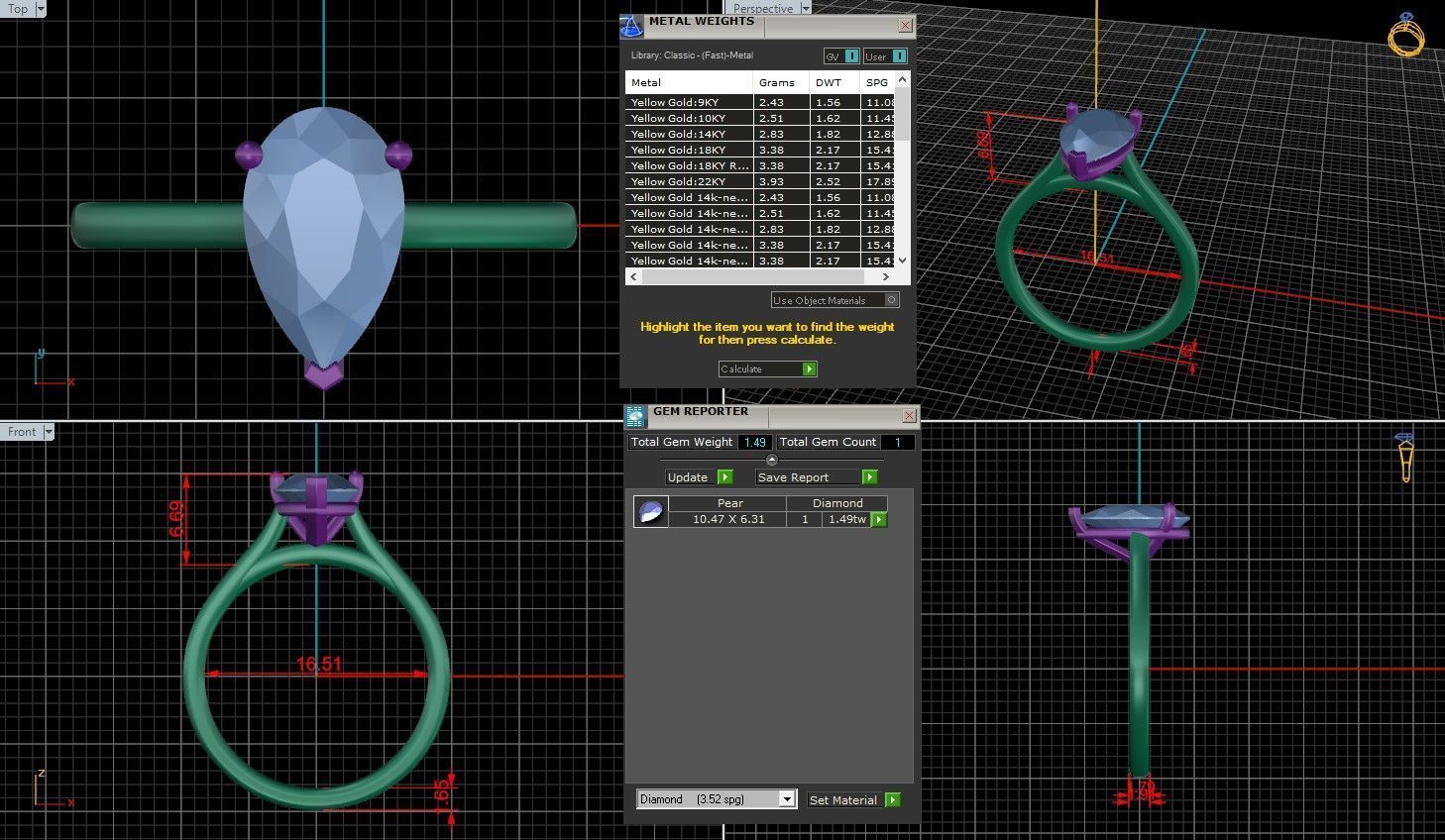 Pear Diamond Cathedral Setting Solitaire Diamond Ring 3D print model_3