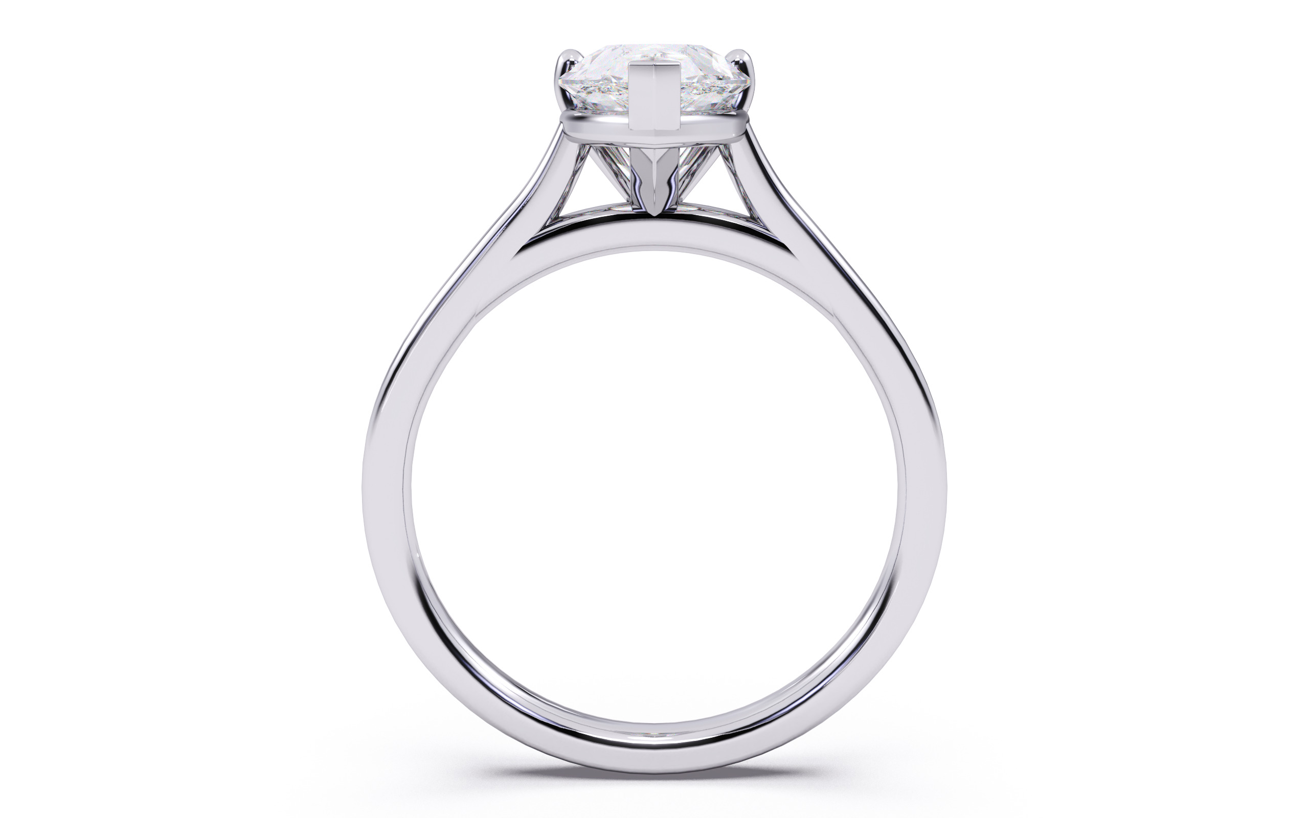 Pear Diamond Cathedral Setting Solitaire Diamond Ring 3D print model_22