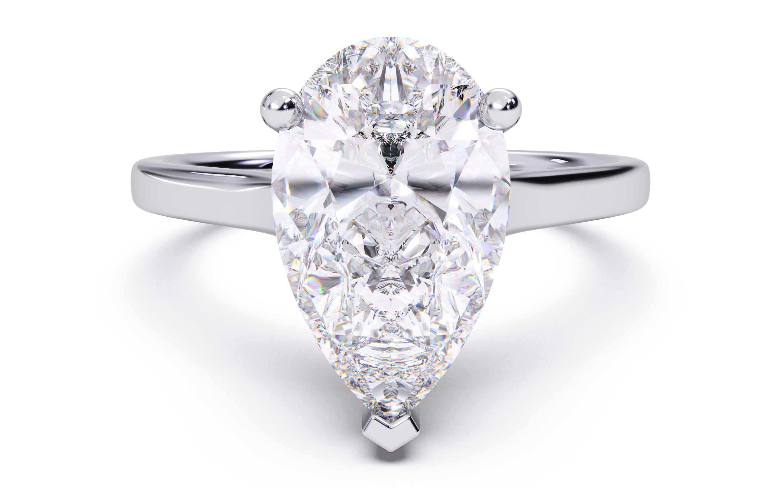 Pear Diamond Cathedral Setting Solitaire Diamond Ring 3D print model_2