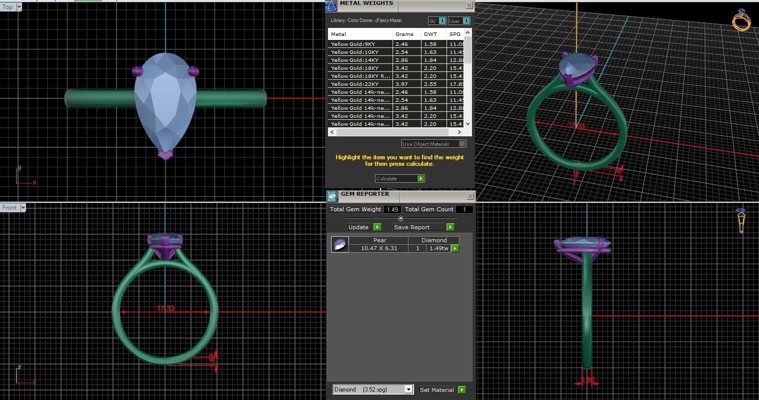Pear Diamond Cathedral Setting Solitaire Diamond Ring 3D print model_25