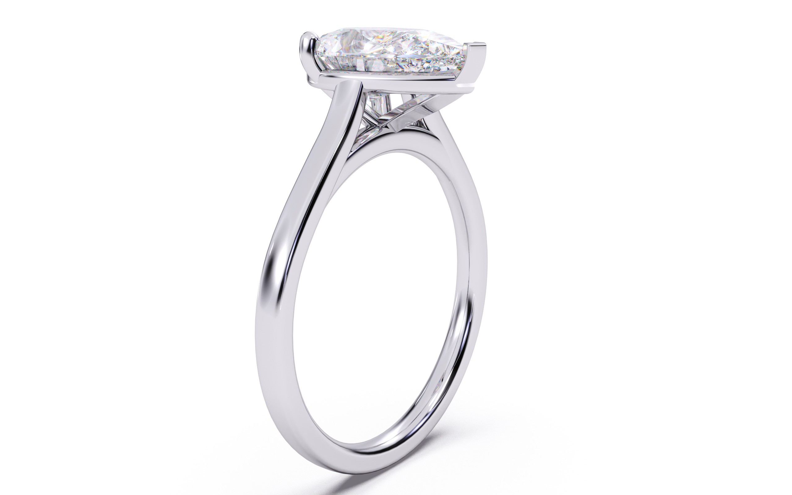 Pear Diamond Cathedral Setting Solitaire Diamond Ring 3D print model_14