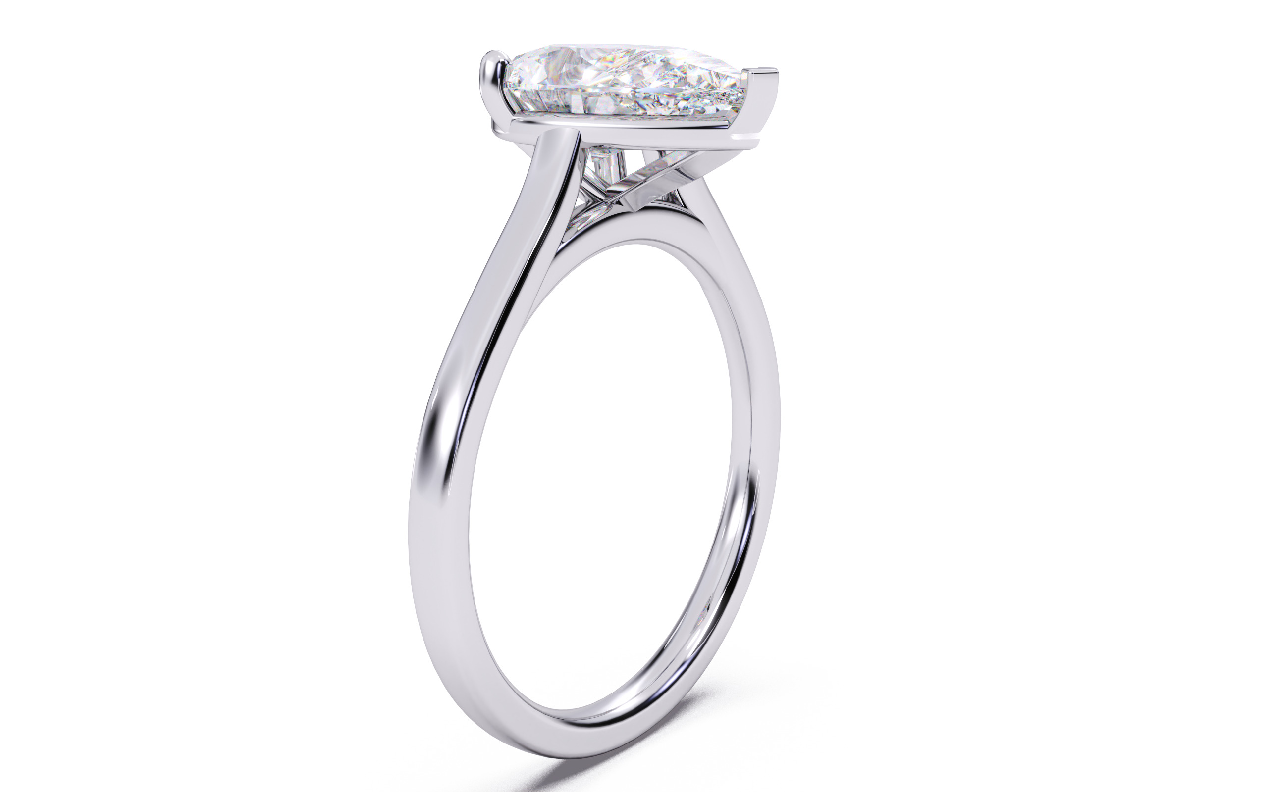 Pear Diamond Cathedral Setting Solitaire Diamond Ring 3D print model_15