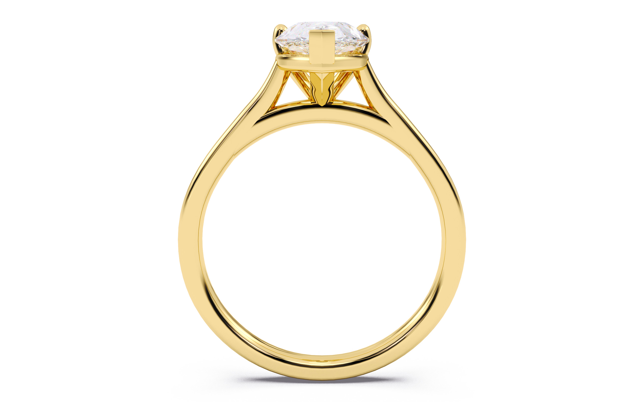 Pear Diamond Cathedral Setting Solitaire Diamond Ring 3D print model_4