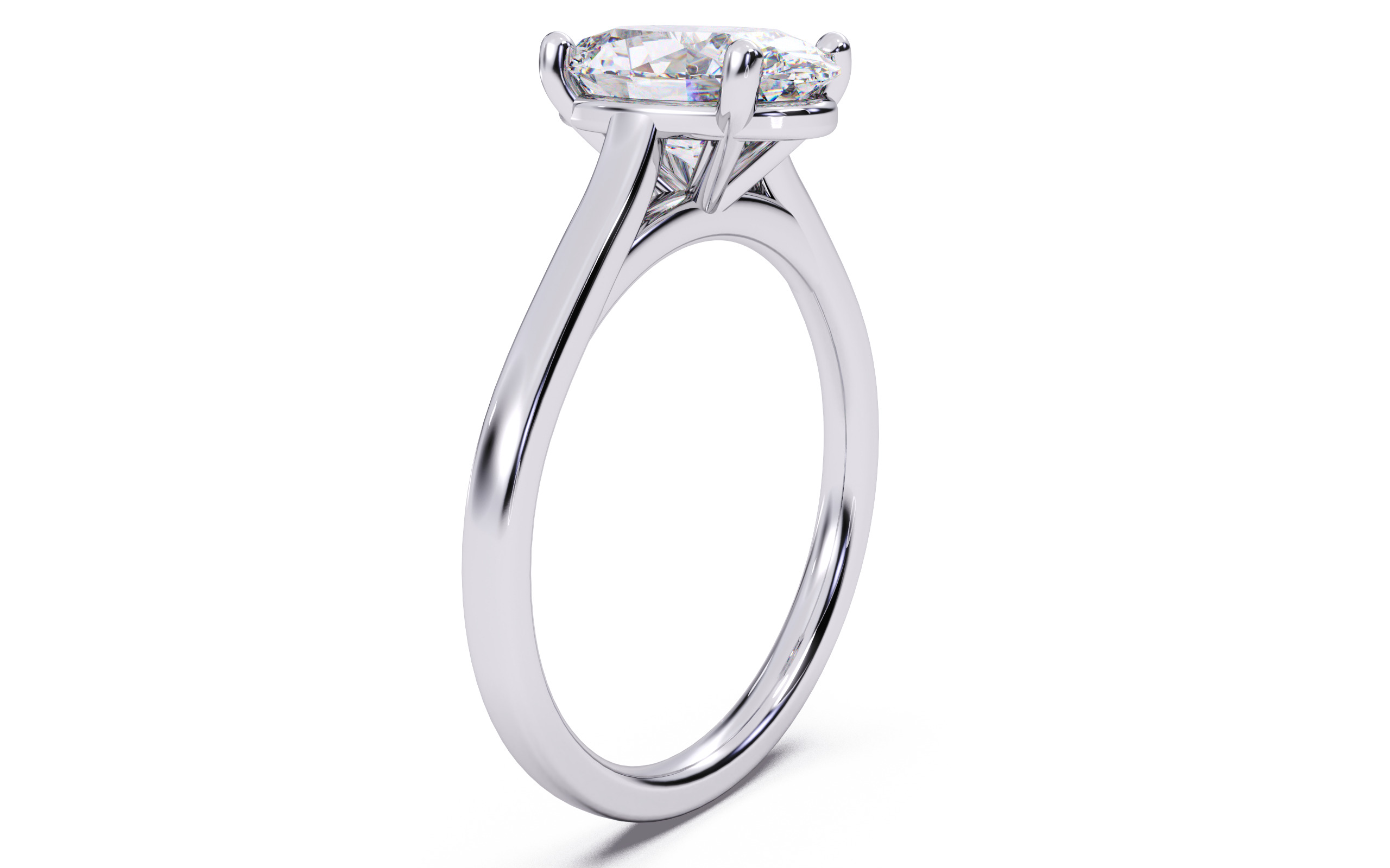 Oval Diamond Cathedral Setting Solitaire Diamond Ring 3D print model_15