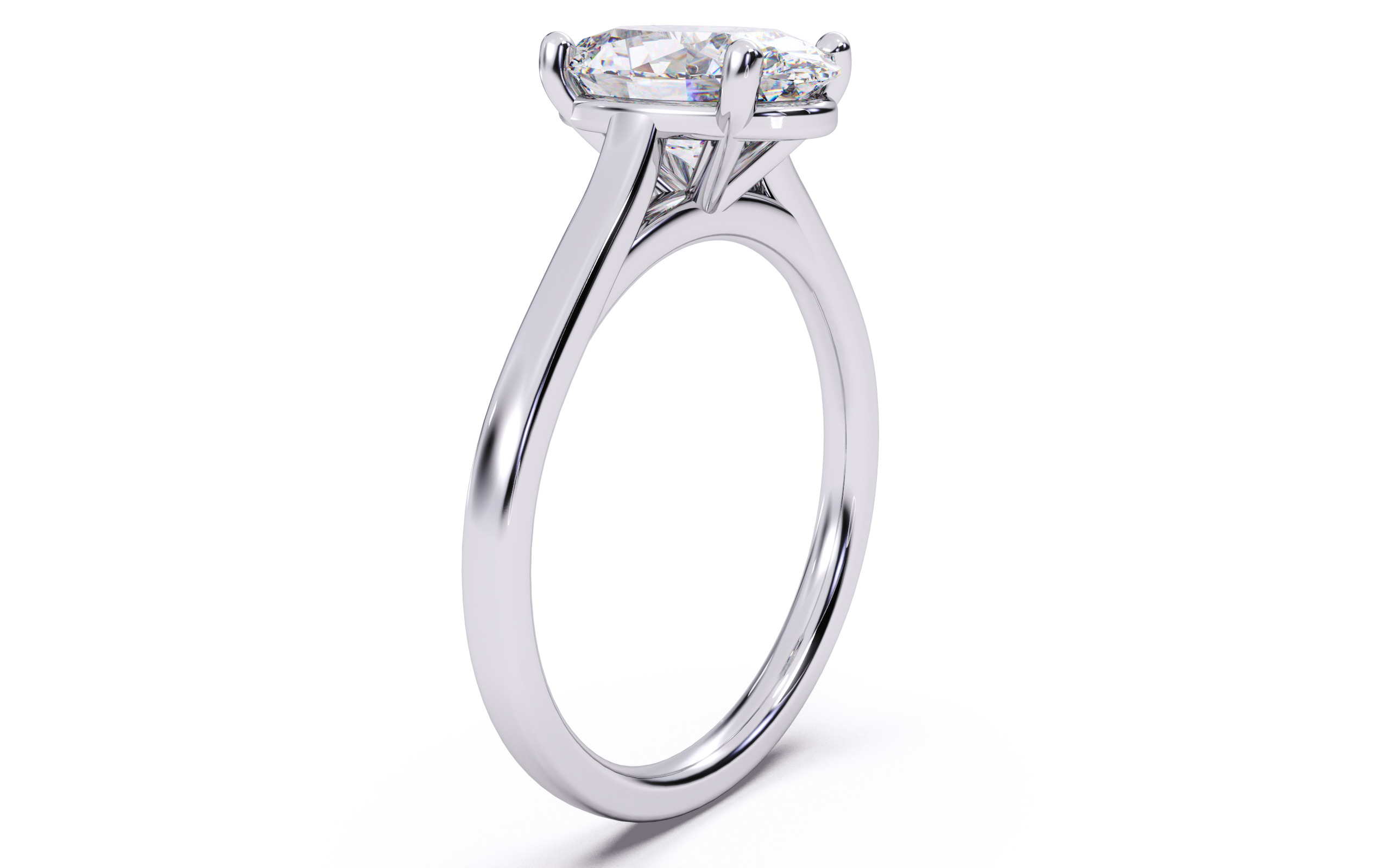 Oval Diamond Cathedral Setting Solitaire Diamond Ring 3D print model_13