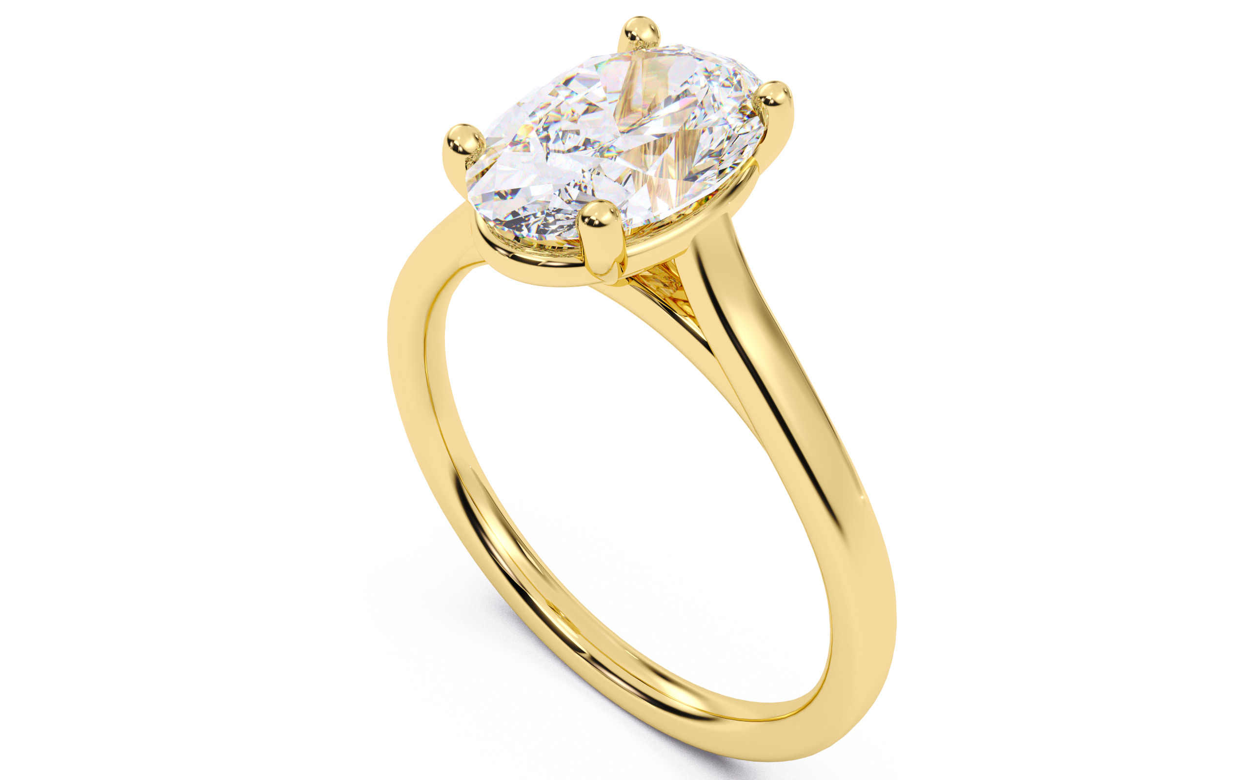 Oval Diamond Cathedral Setting Solitaire Diamond Ring 3D print model_10