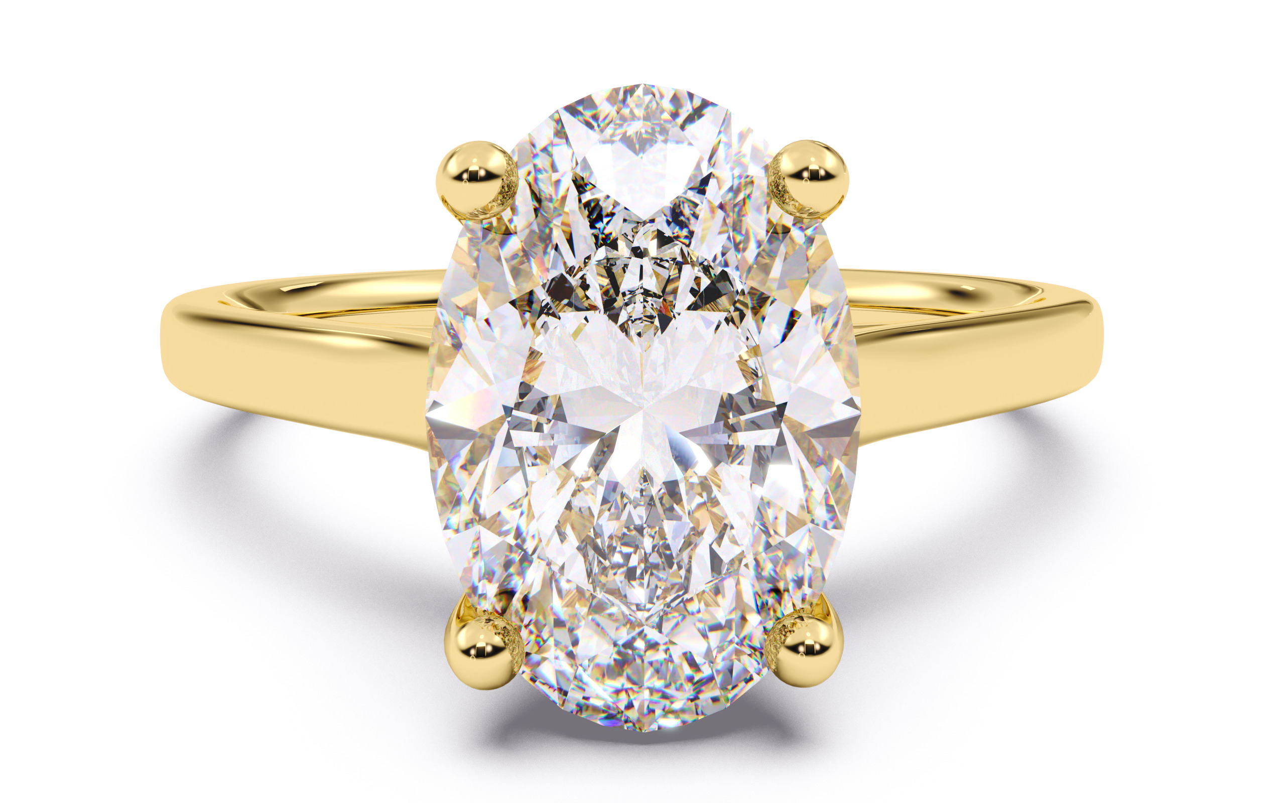 Oval Diamond Cathedral Setting Solitaire Diamond Ring 3D print model_1