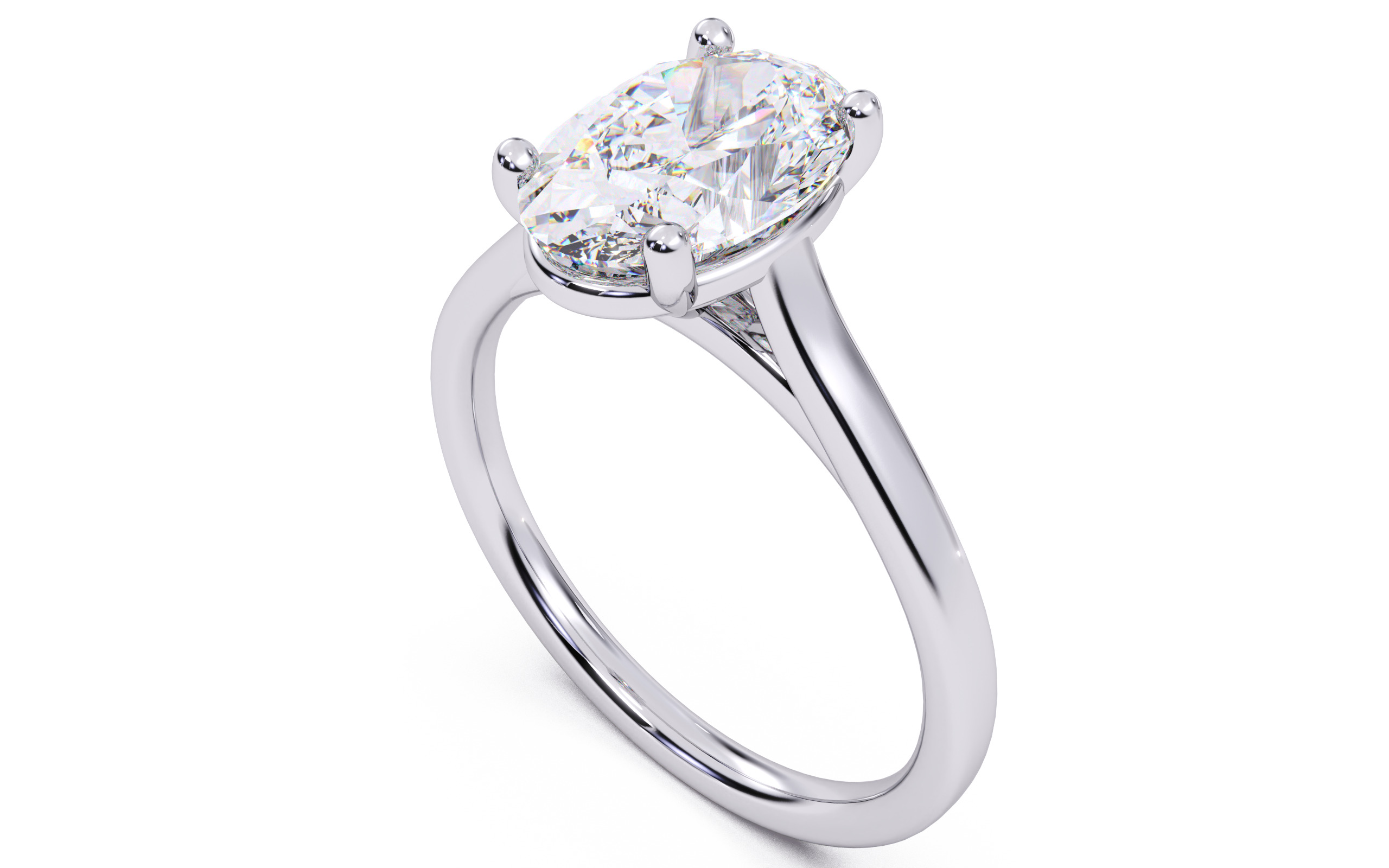 Oval Diamond Cathedral Setting Solitaire Diamond Ring 3D print model_12
