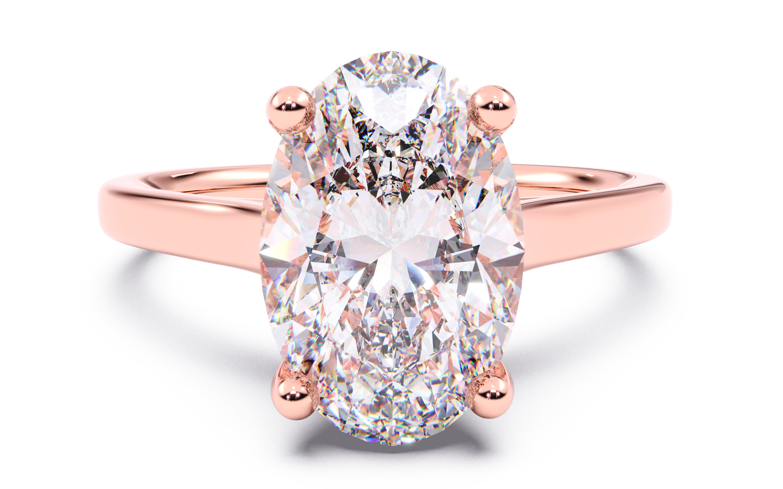 Oval Diamond Cathedral Setting Solitaire Diamond Ring 3D print model_14