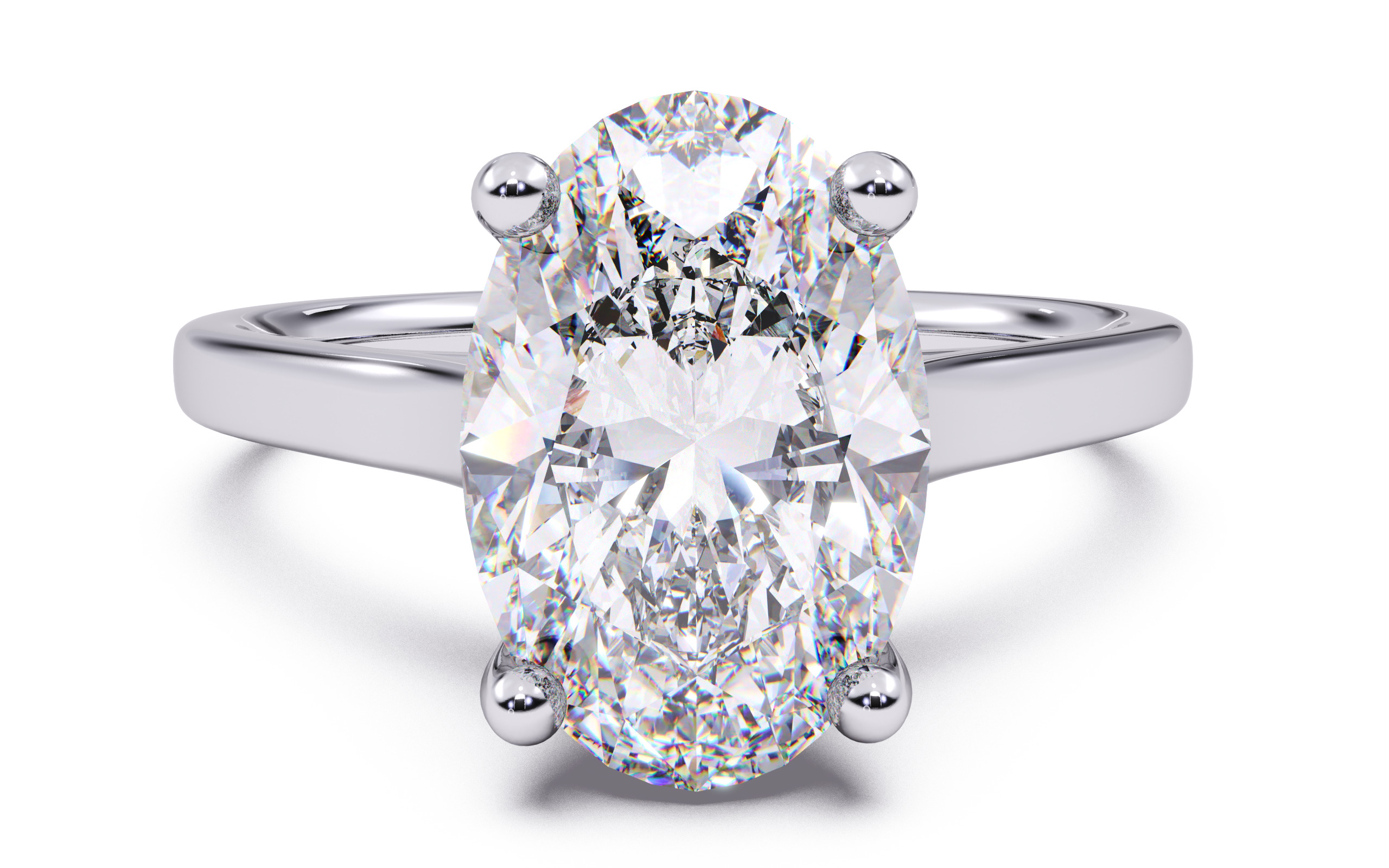 Oval Diamond Cathedral Setting Solitaire Diamond Ring 3D print model_21