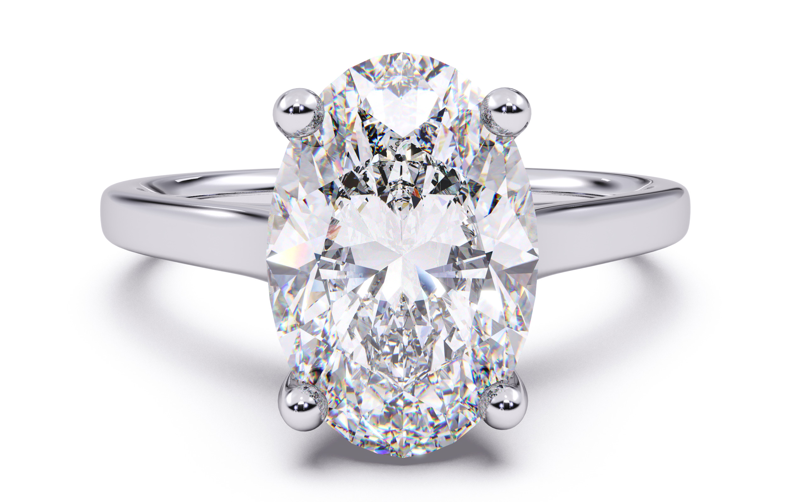 Oval Diamond Cathedral Setting Solitaire Diamond Ring 3D print model_2