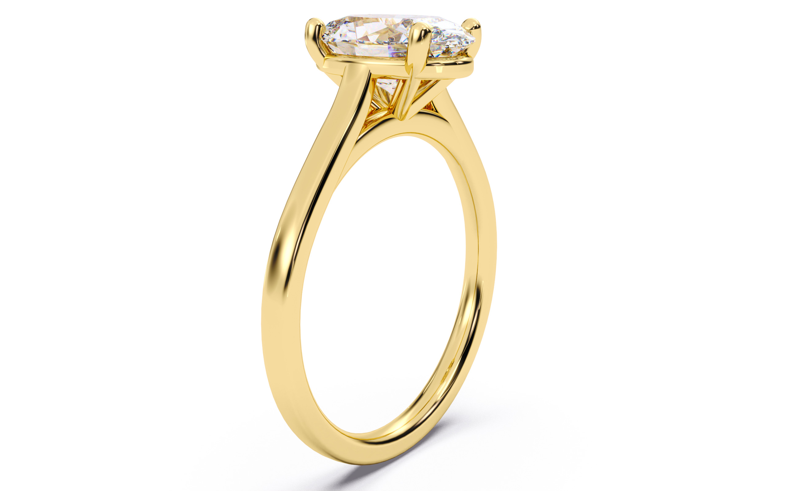 Oval Diamond Cathedral Setting Solitaire Diamond Ring 3D print model_16