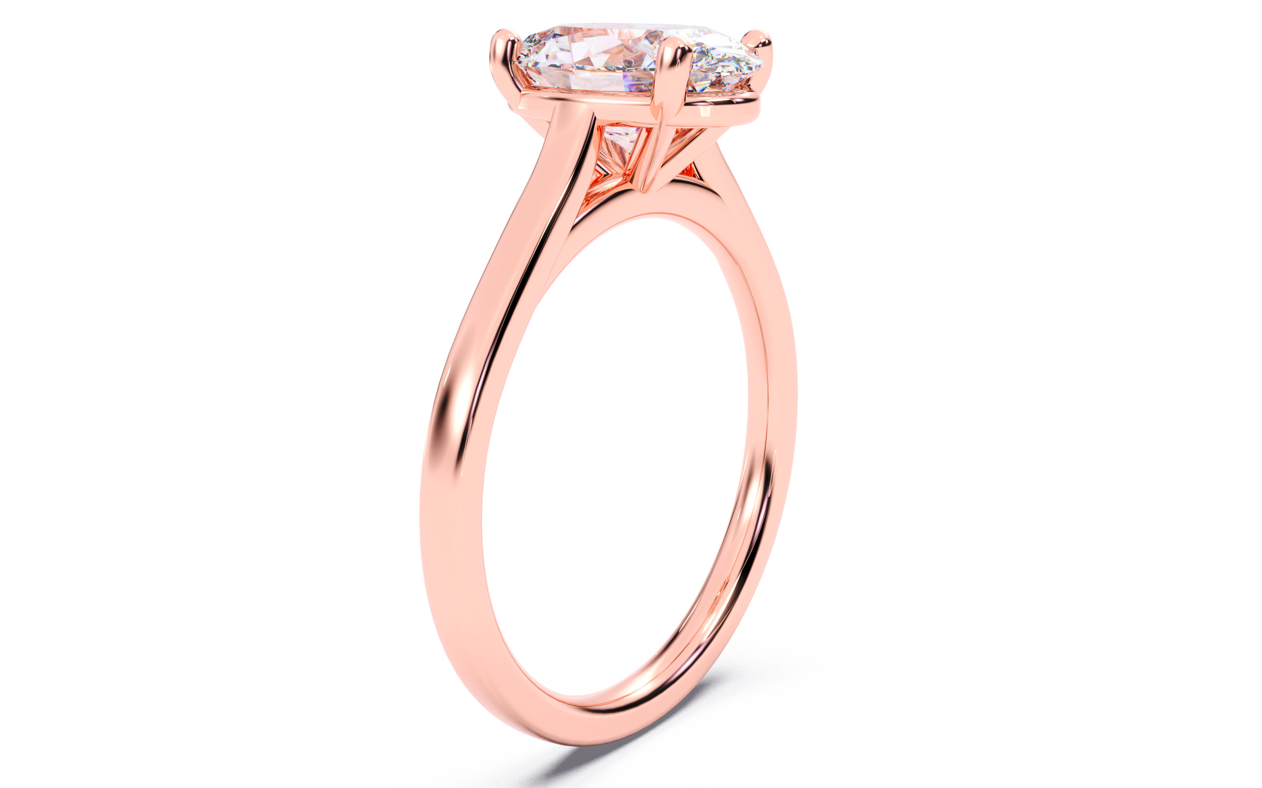 Oval Diamond Cathedral Setting Solitaire Diamond Ring 3D print model_19