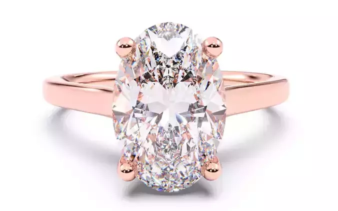 Oval Diamond Cathedral Setting Solitaire Diamond Ring 3D print model
