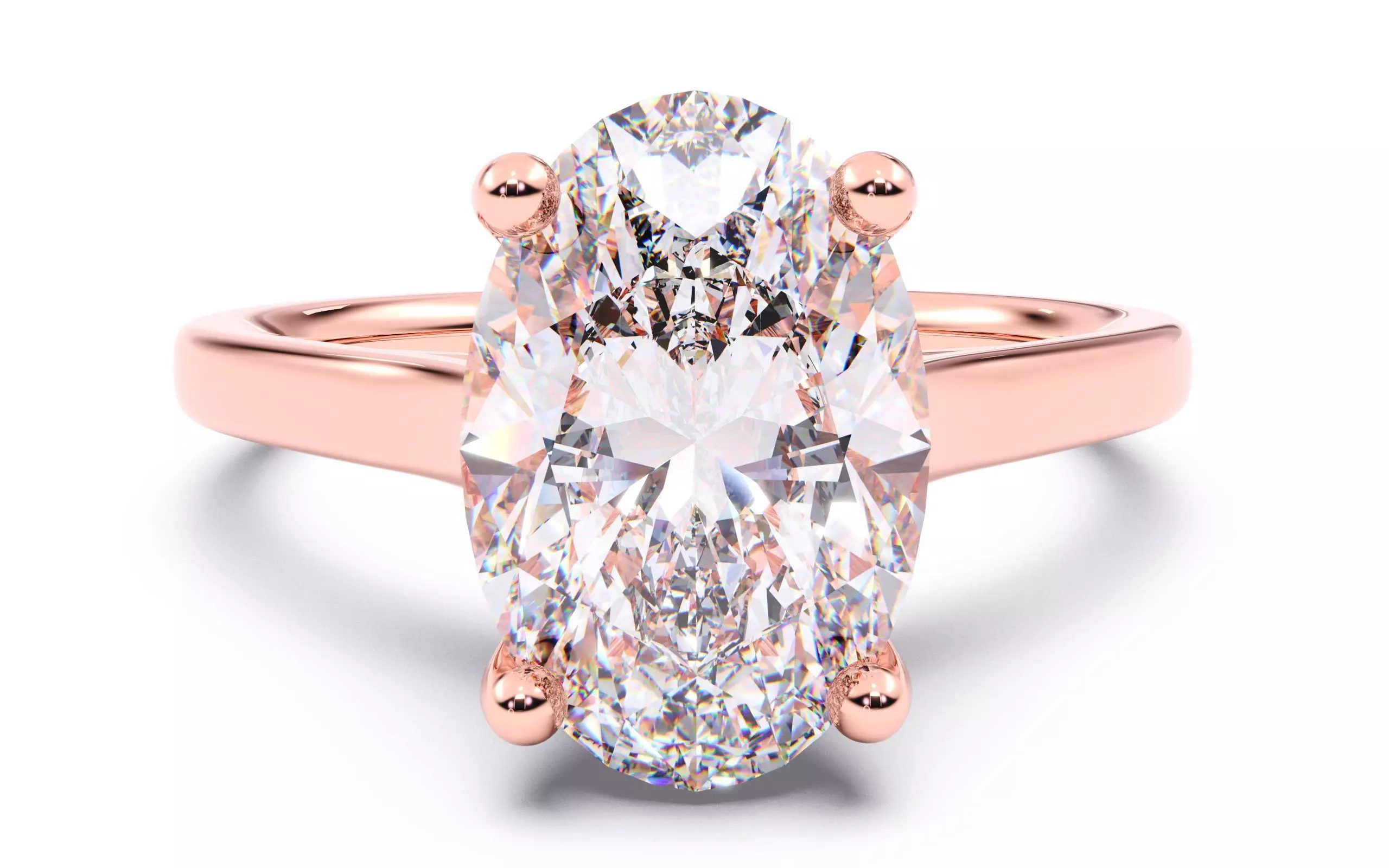 Oval Diamond Cathedral Setting Solitaire Diamond Ring 3D print model_0