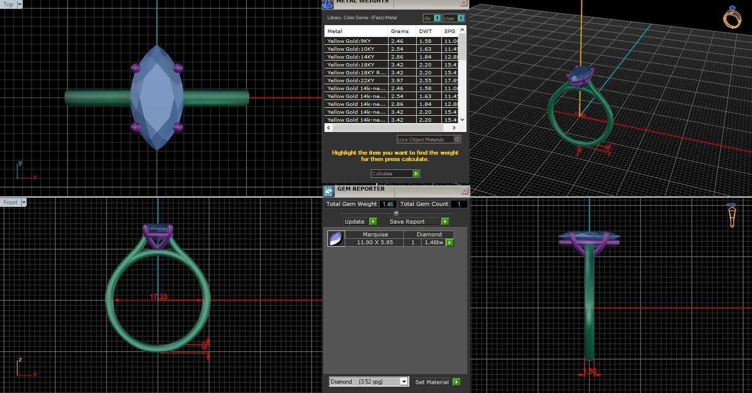Marquise Diamond Cathedral Setting Solitaire Diamond Ring 3D print model_25