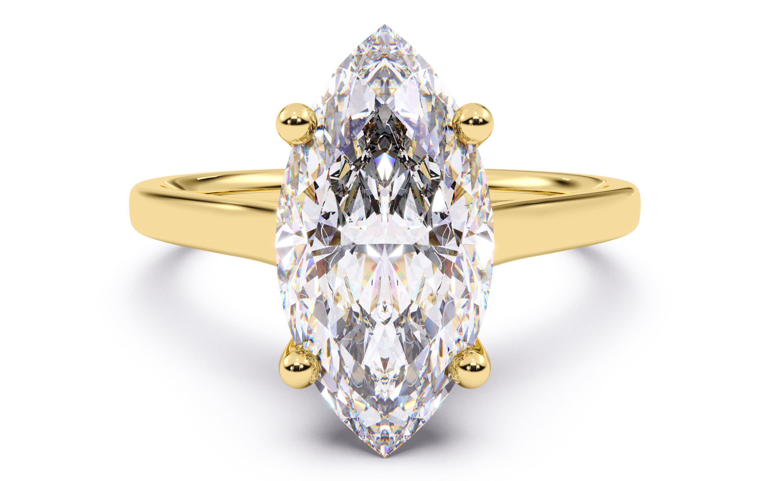 Marquise Diamond Cathedral Setting Solitaire Diamond Ring 3D print model_1