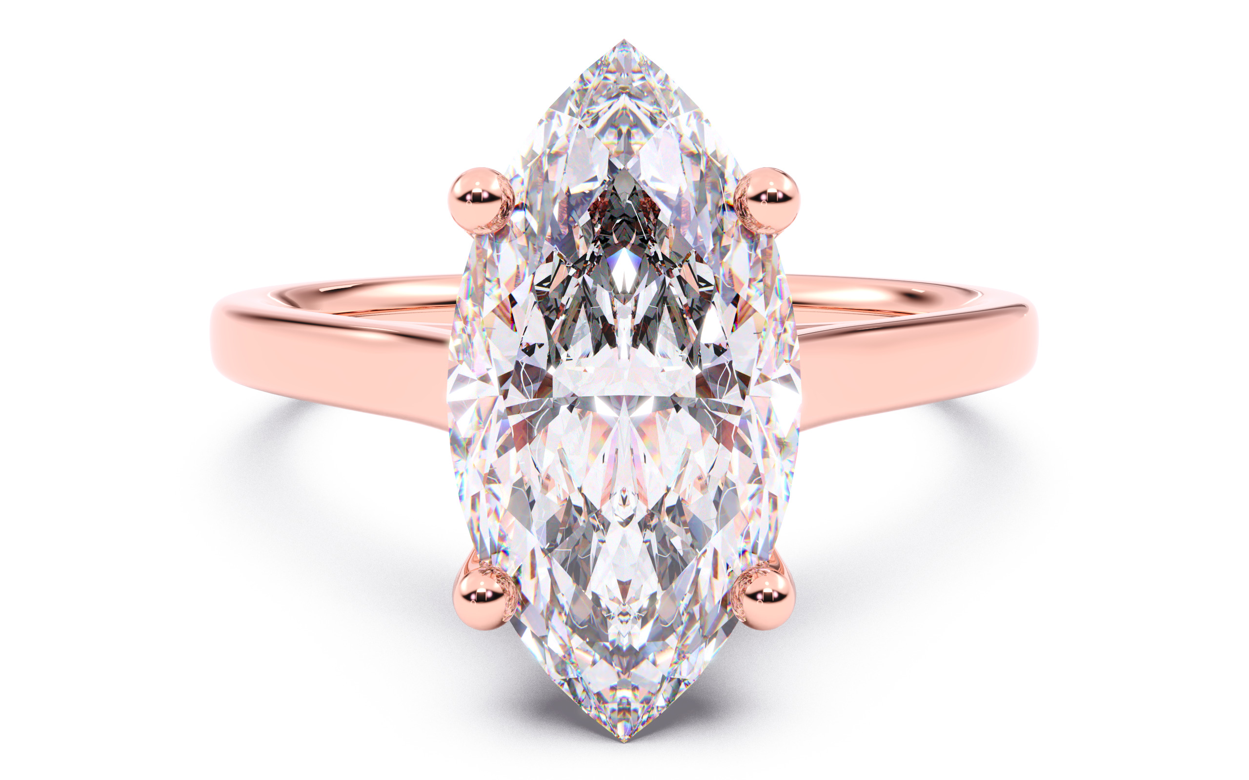 Marquise Diamond Cathedral Setting Solitaire Diamond Ring 3D print model_15