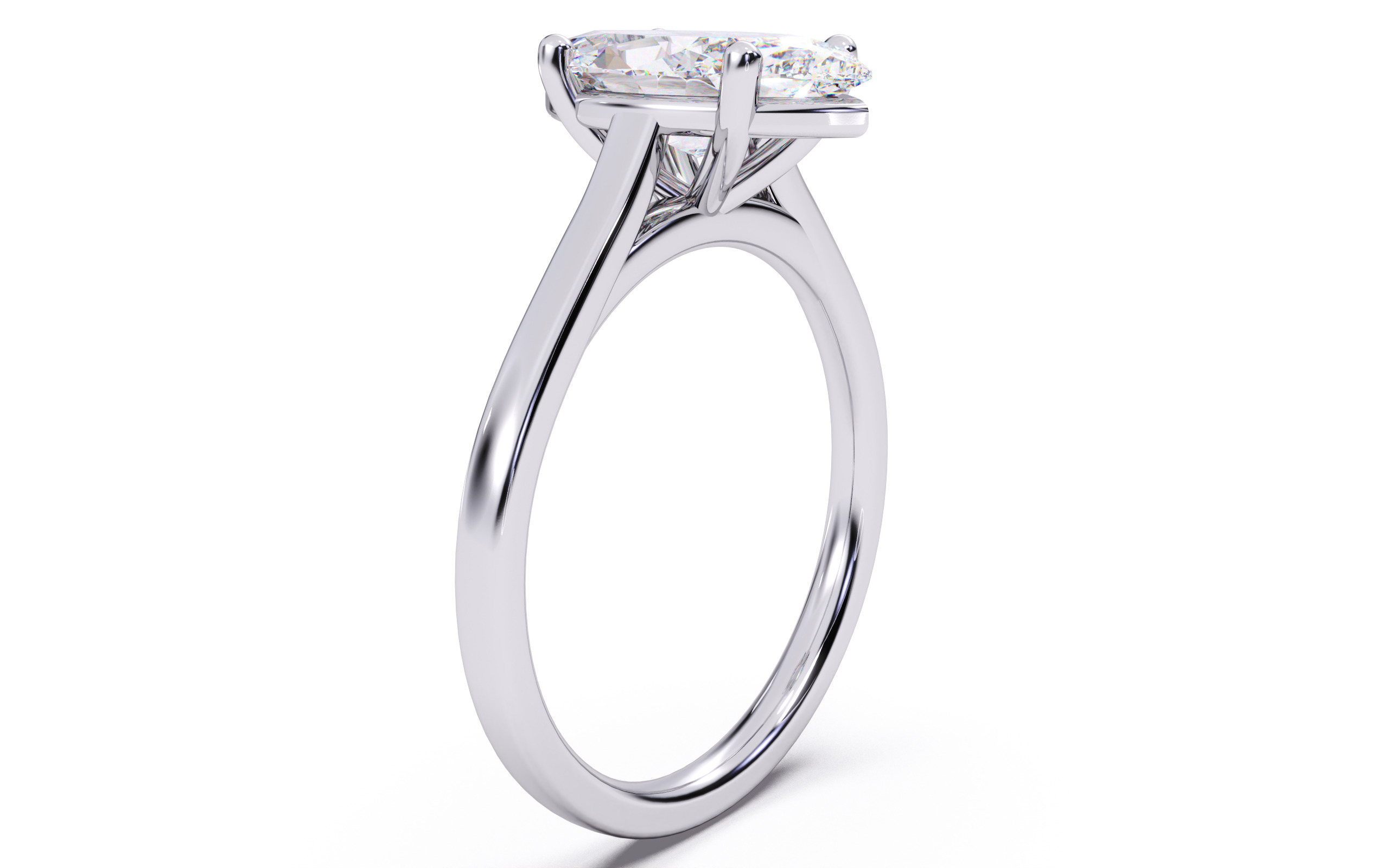 Marquise Diamond Cathedral Setting Solitaire Diamond Ring 3D print model_17