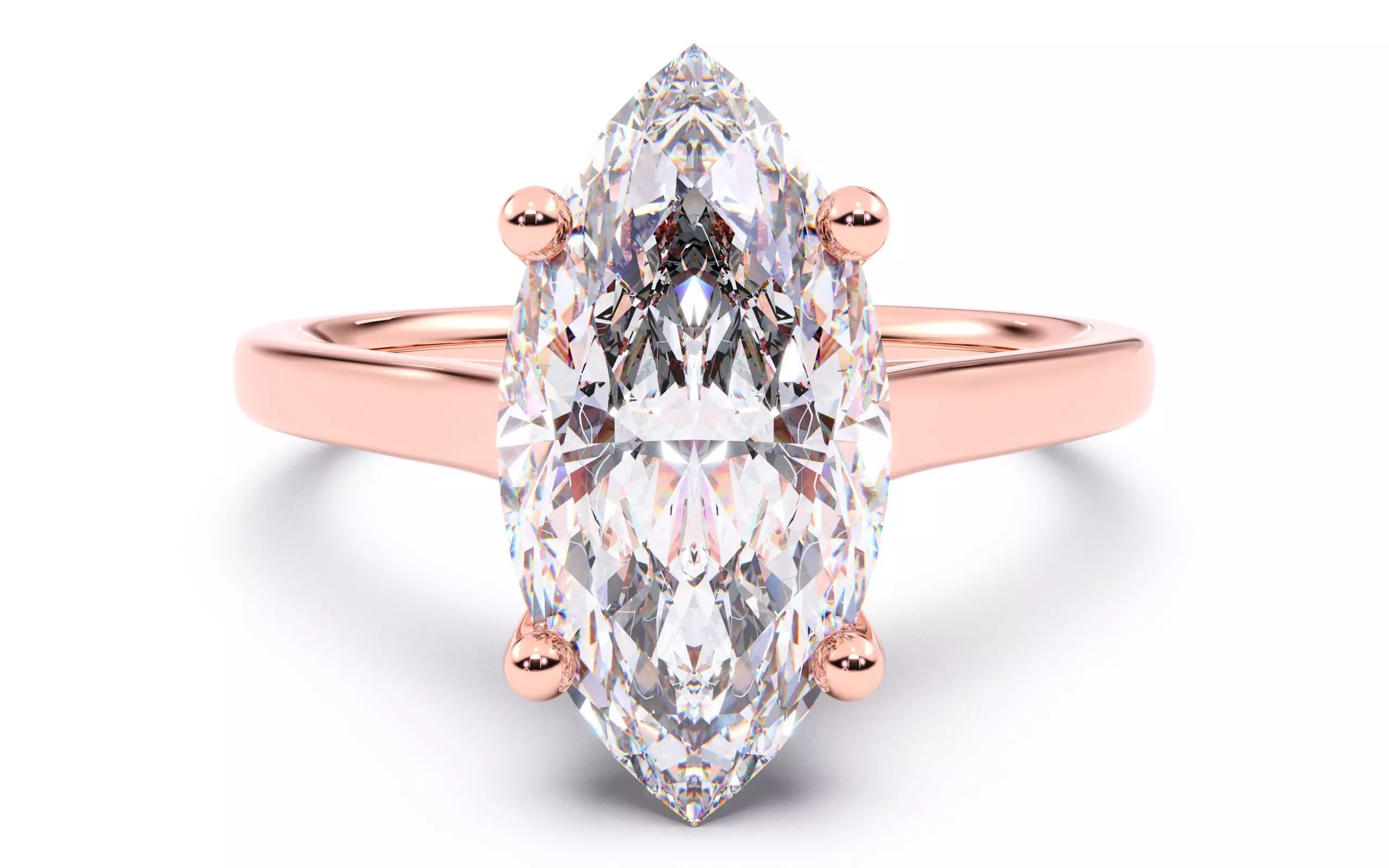 Marquise Diamond Cathedral Setting Solitaire Diamond Ring 3D print model_0