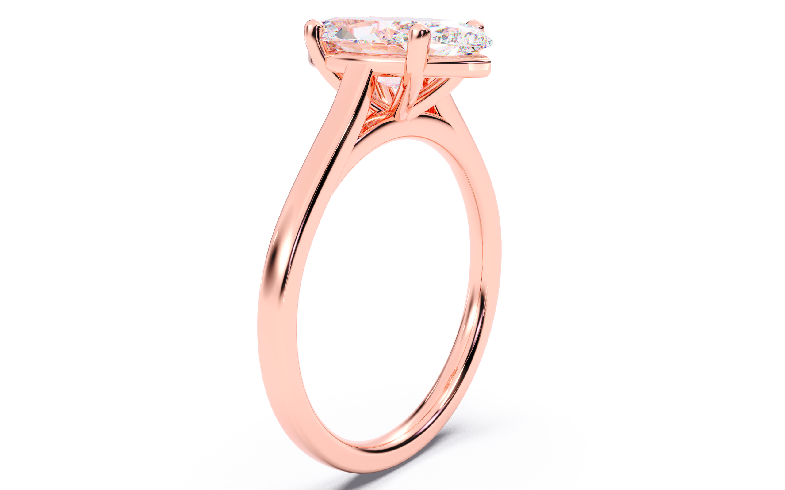 Marquise Diamond Cathedral Setting Solitaire Diamond Ring 3D print model_19