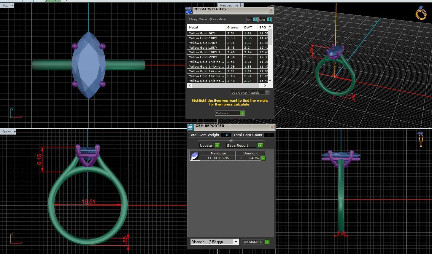 Marquise Diamond Cathedral Setting Solitaire Diamond Ring 3D print model_3