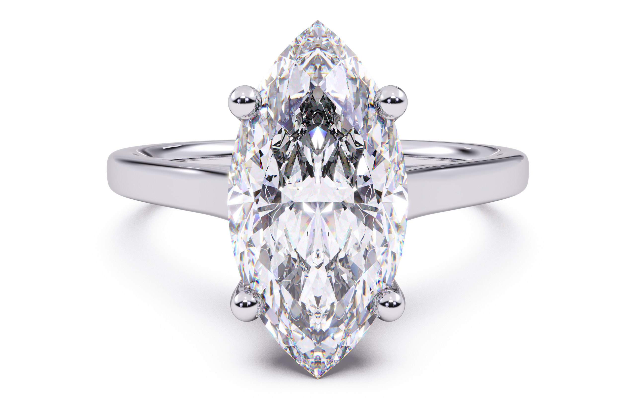 Marquise Diamond Cathedral Setting Solitaire Diamond Ring 3D print model_21
