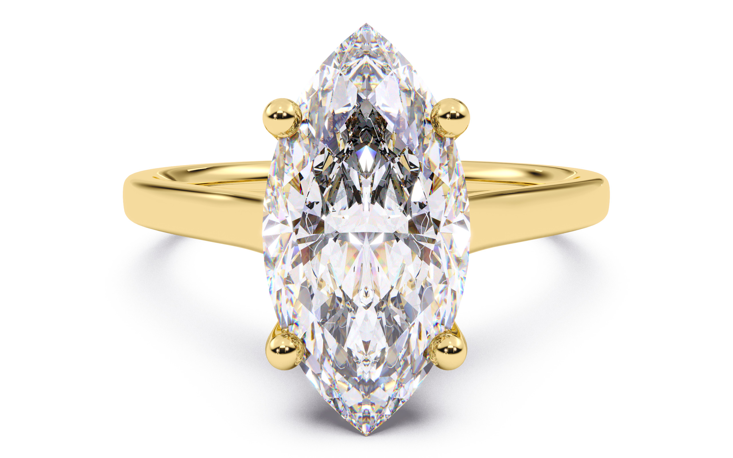 Marquise Diamond Cathedral Setting Solitaire Diamond Ring 3D print model_10