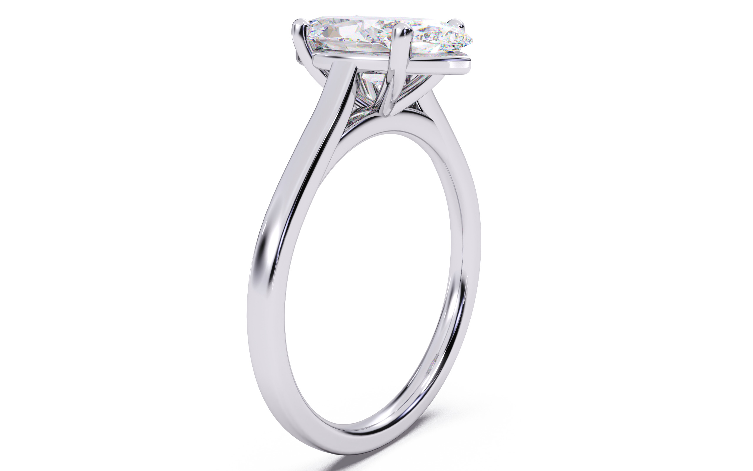 Marquise Diamond Cathedral Setting Solitaire Diamond Ring 3D print model_18