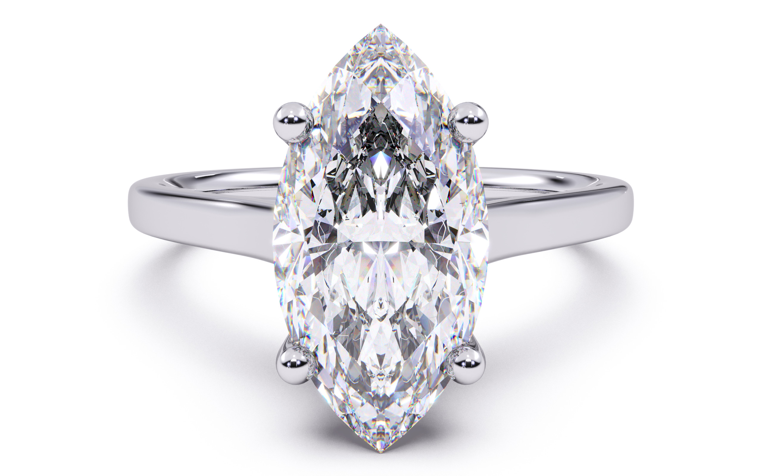 Marquise Diamond Cathedral Setting Solitaire Diamond Ring 3D print model_2
