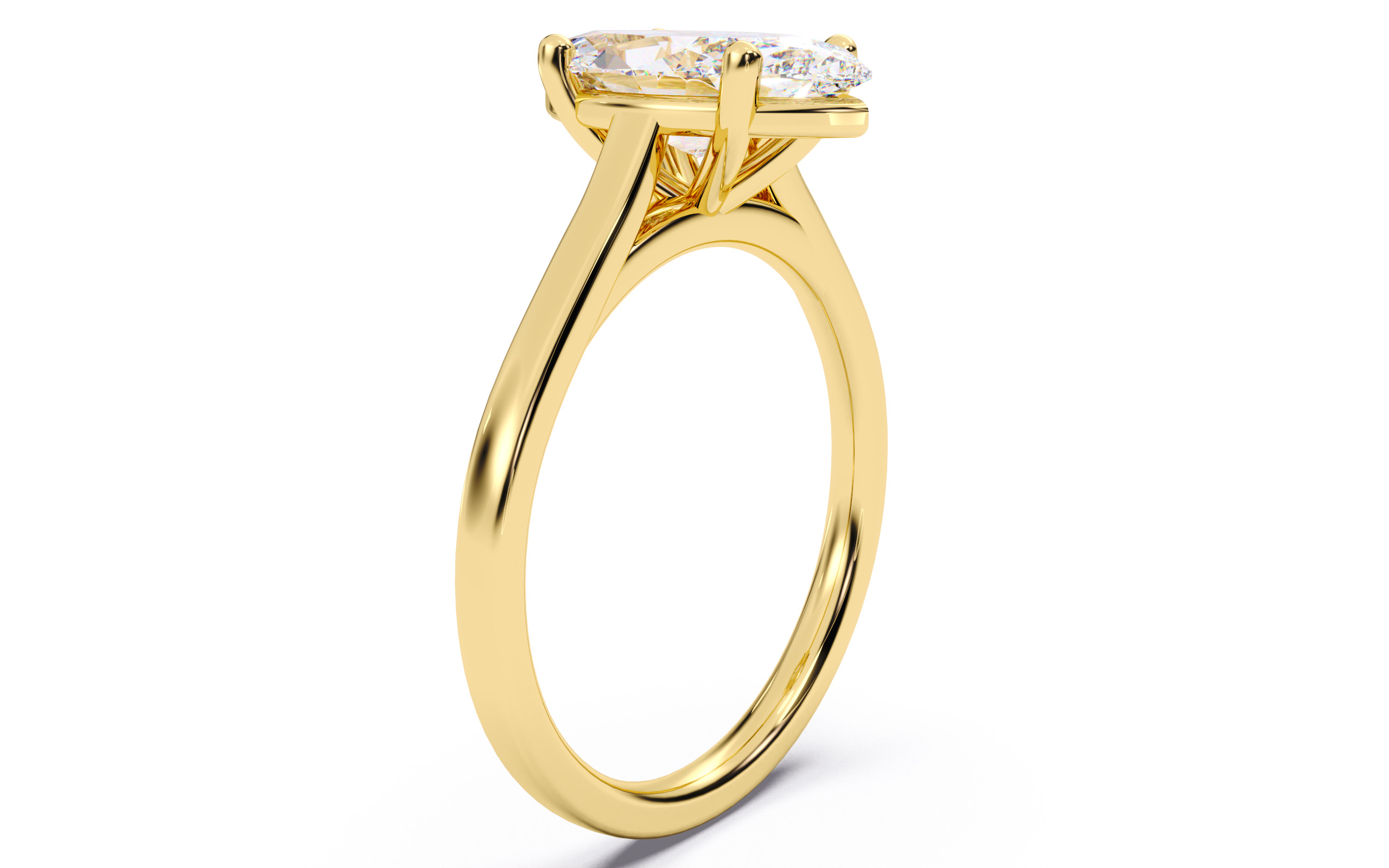 Marquise Diamond Cathedral Setting Solitaire Diamond Ring 3D print model_14