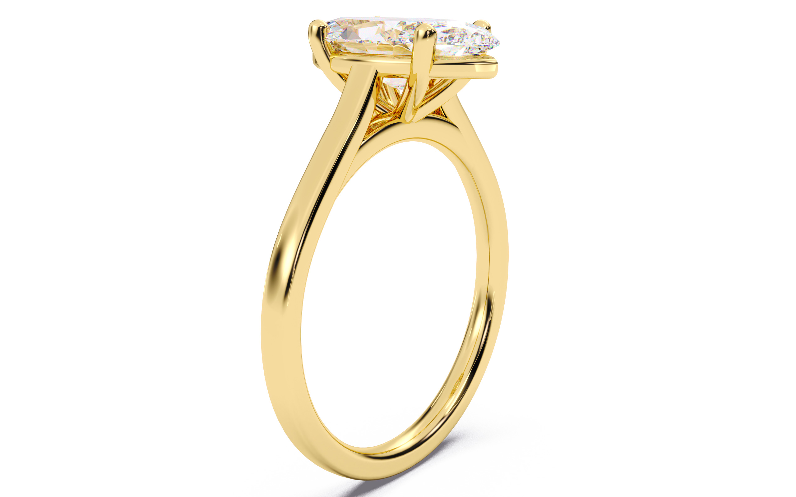 Marquise Diamond Cathedral Setting Solitaire Diamond Ring 3D print model_16