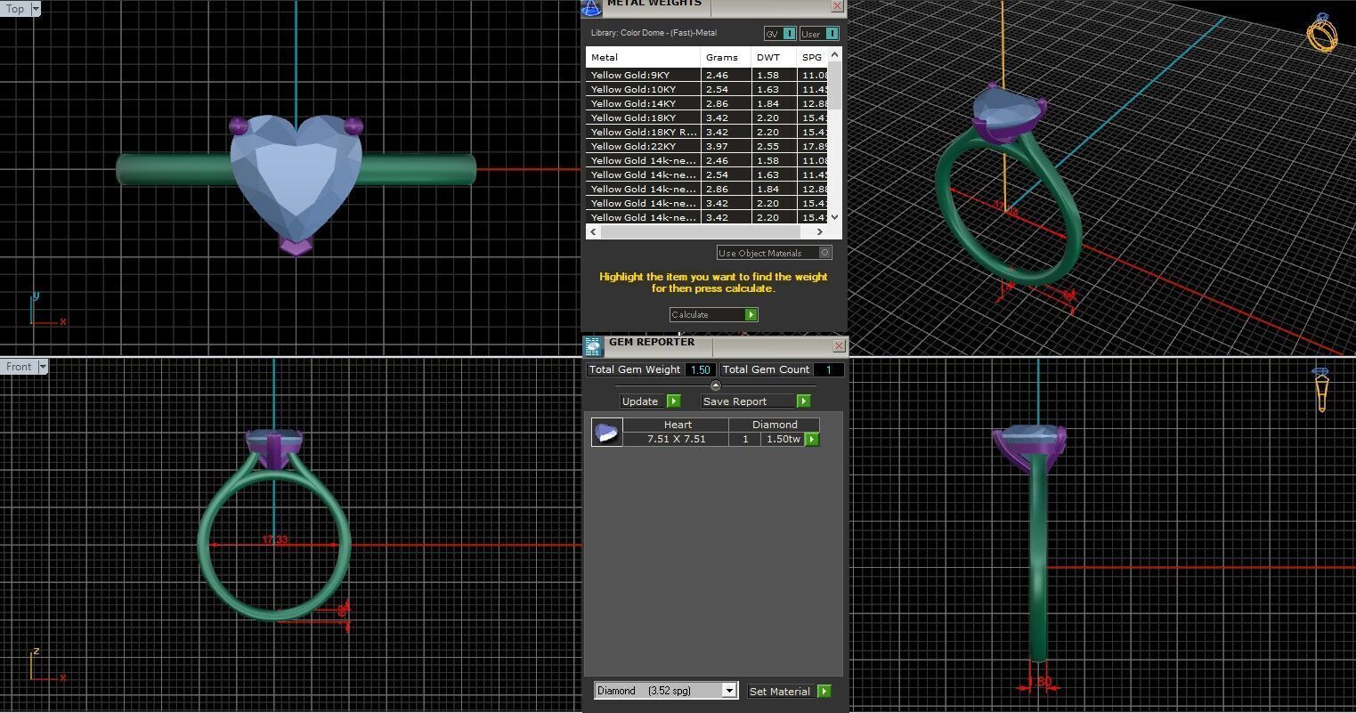 Heart Diamond Cathedral Setting Solitaire Diamond Ring 3D print model_25