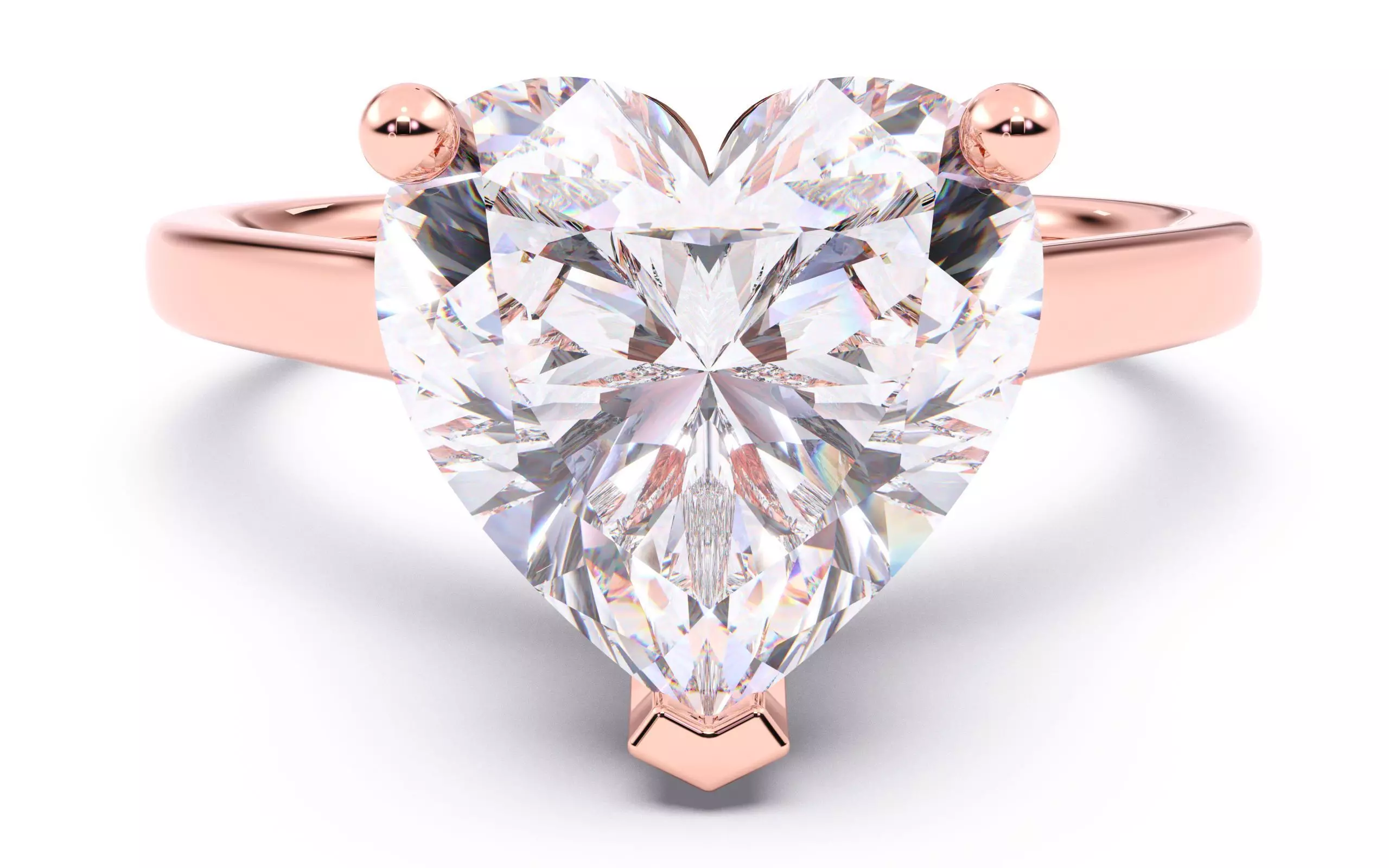 Heart Diamond Cathedral Setting Solitaire Diamond Ring 3D print model_0