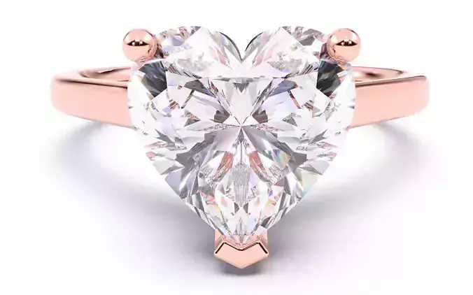 Heart Diamond Cathedral Setting Solitaire Diamond Ring 3D print model