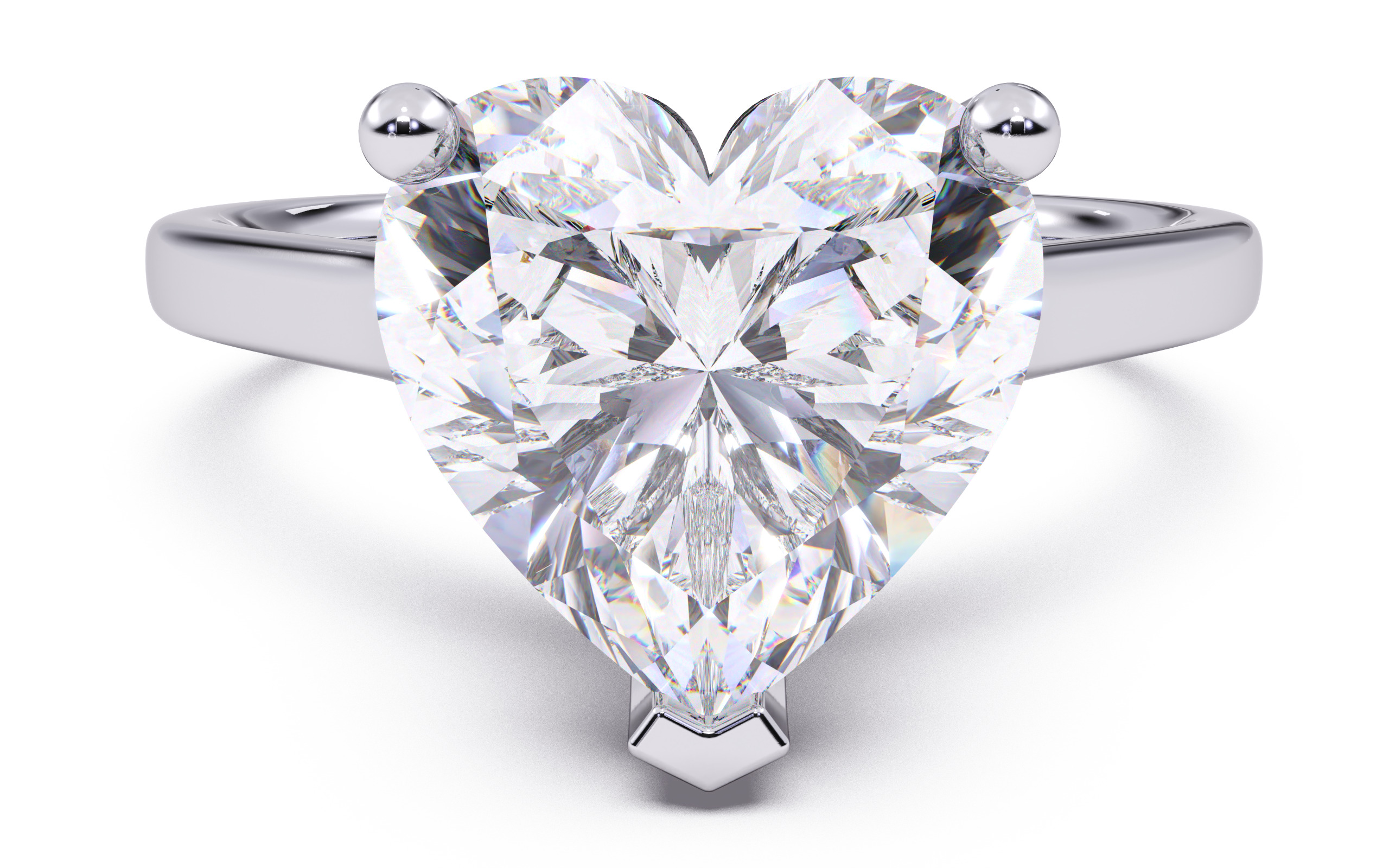 Heart Diamond Cathedral Setting Solitaire Diamond Ring 3D print model_21