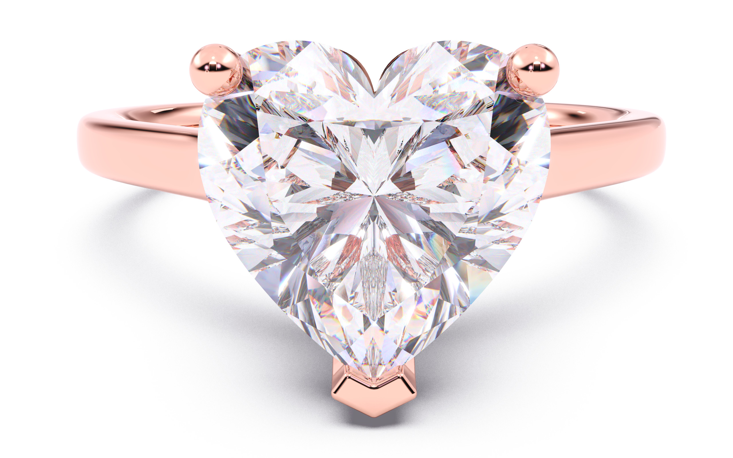 Heart Diamond Cathedral Setting Solitaire Diamond Ring 3D print model_14