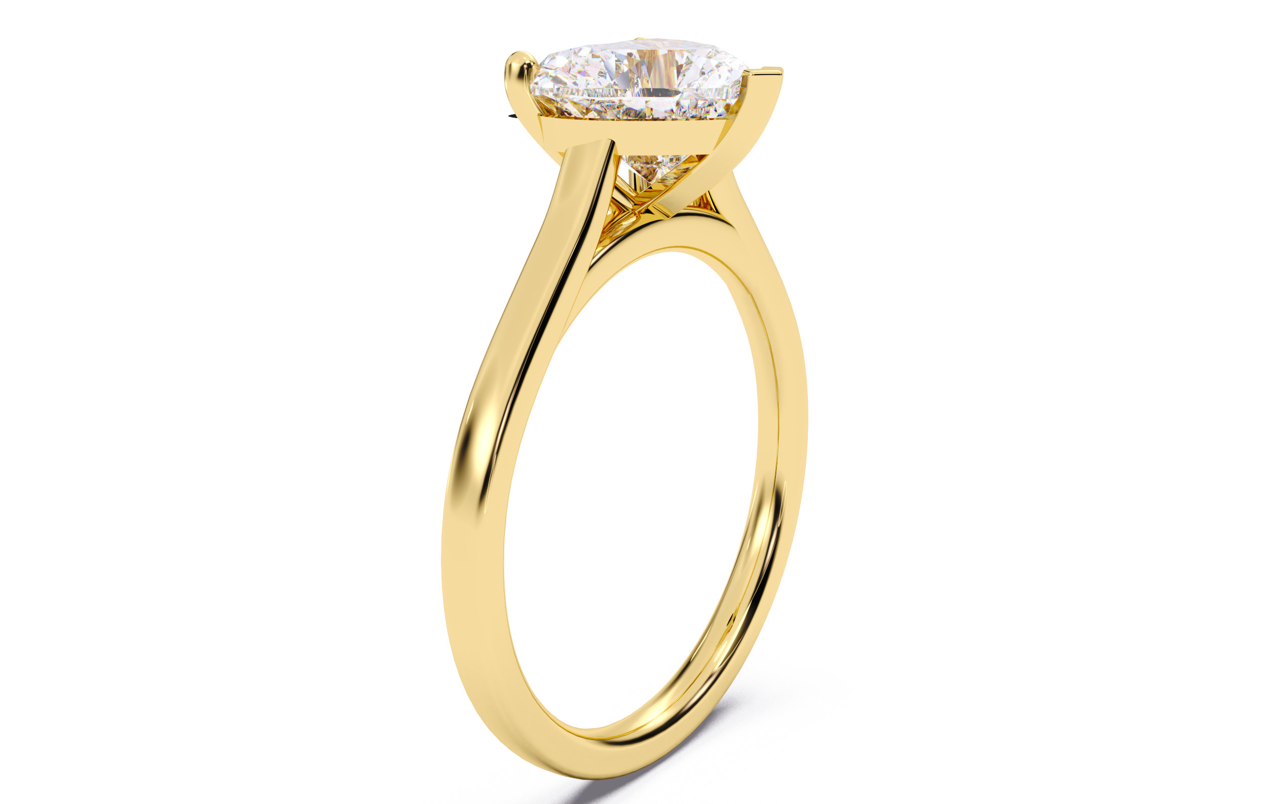 Heart Diamond Cathedral Setting Solitaire Diamond Ring 3D print model_17